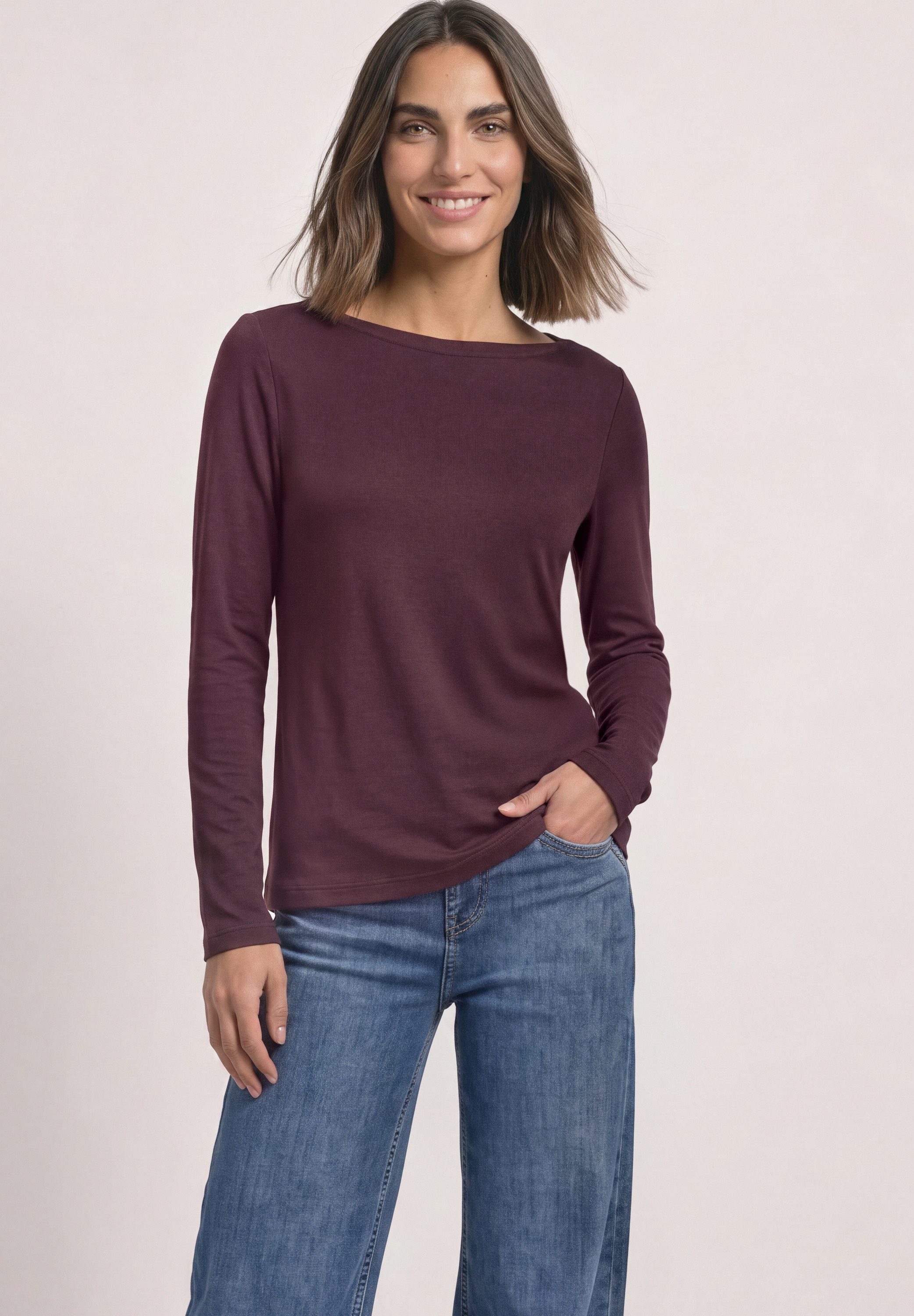 STREET ONE Langarmshirt mit U-Boot-Ausschnitt