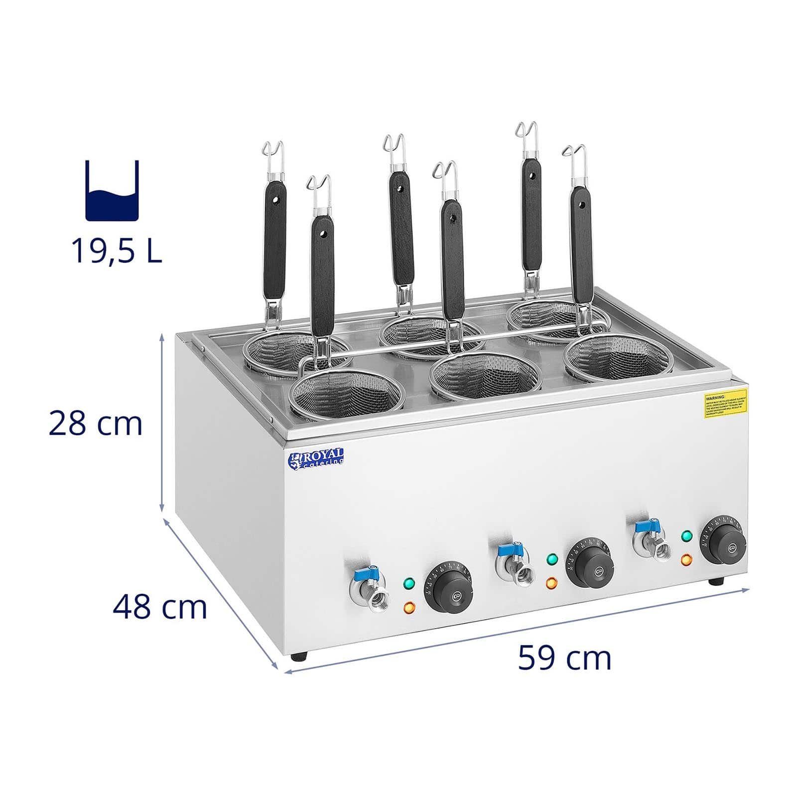 Nudelmaschine Temperatur: 30 W 3,000 6 mit Catering Pastakocher Pasta-Station Royal Körben -, Nudelkocher