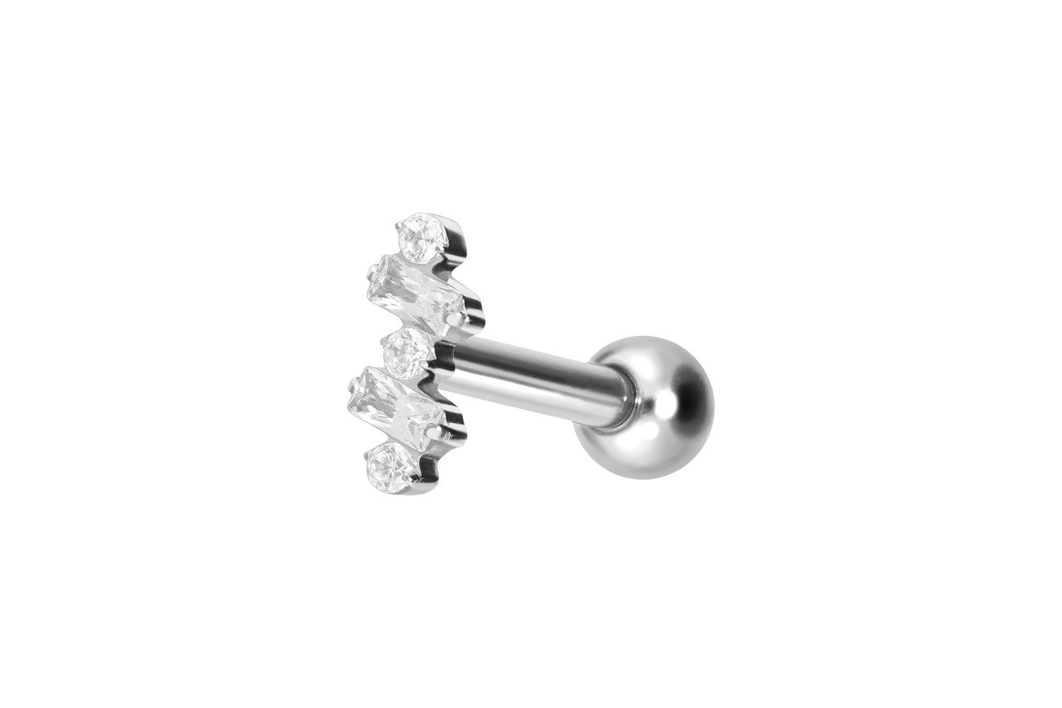 PIERCINGLINE Piercing-Set Titan Ohrpiercing mit Innengewinde EINGEFASSTE KRISTALLE (Mini-Barbells, 1-tlg)