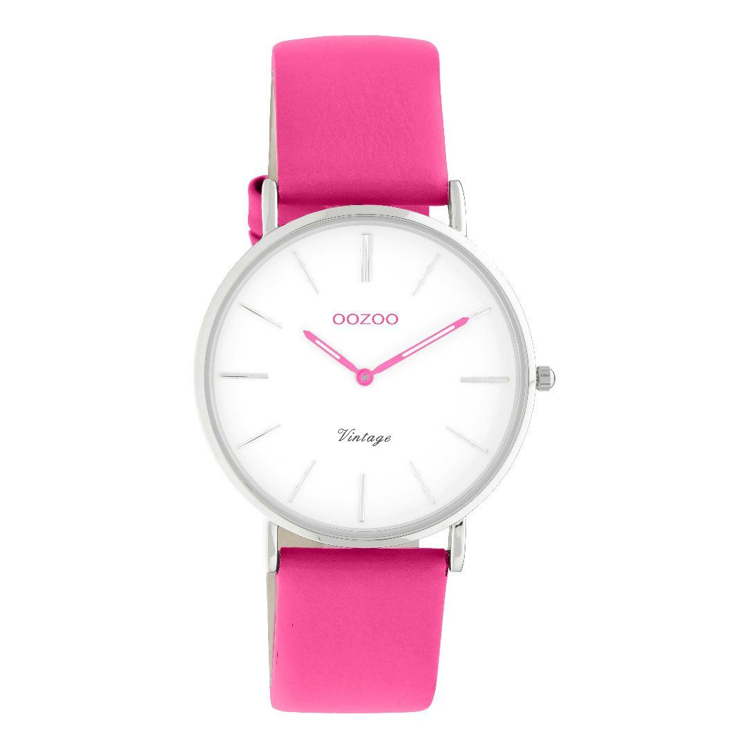 Quarzuhr Vintage Damenuhr C20285 Lederband Pink 36 mm