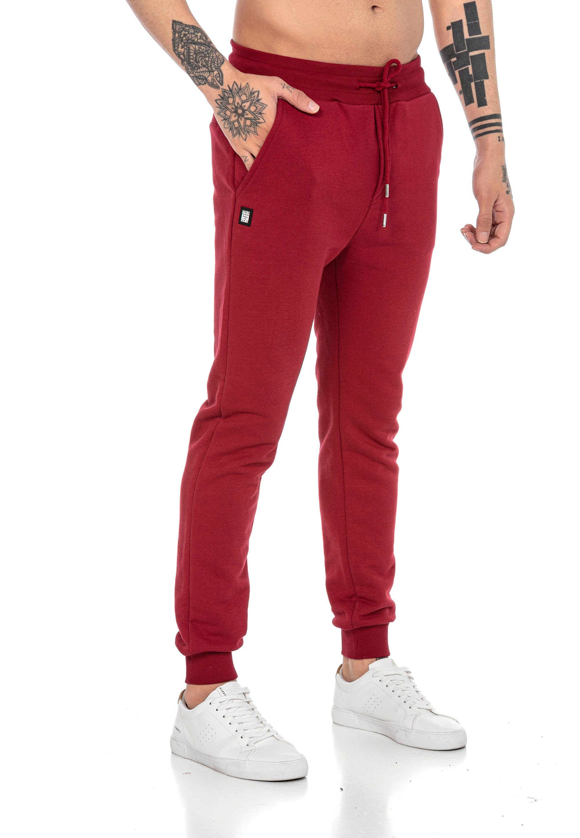 Premium Herren Hoodie Kapuzensweatshirt Basic Bordeaux Jogginganzug Red Qualität Bridge RedBridge Premium Hose Set