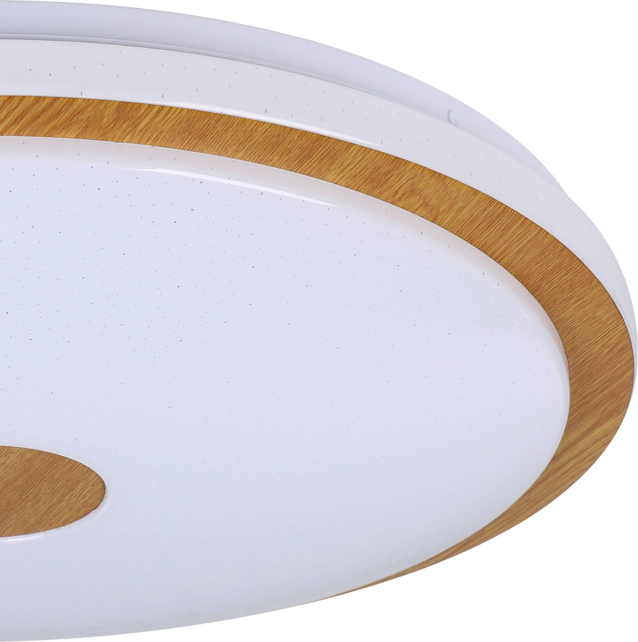 EGLO Deckenleuchte LANCIANO 1, LED fest integriert, Neutralweiß, Kaltweiß, Warmweiß, Deckenleuchte in weiß und braun aus Stahl, Holz - 35W