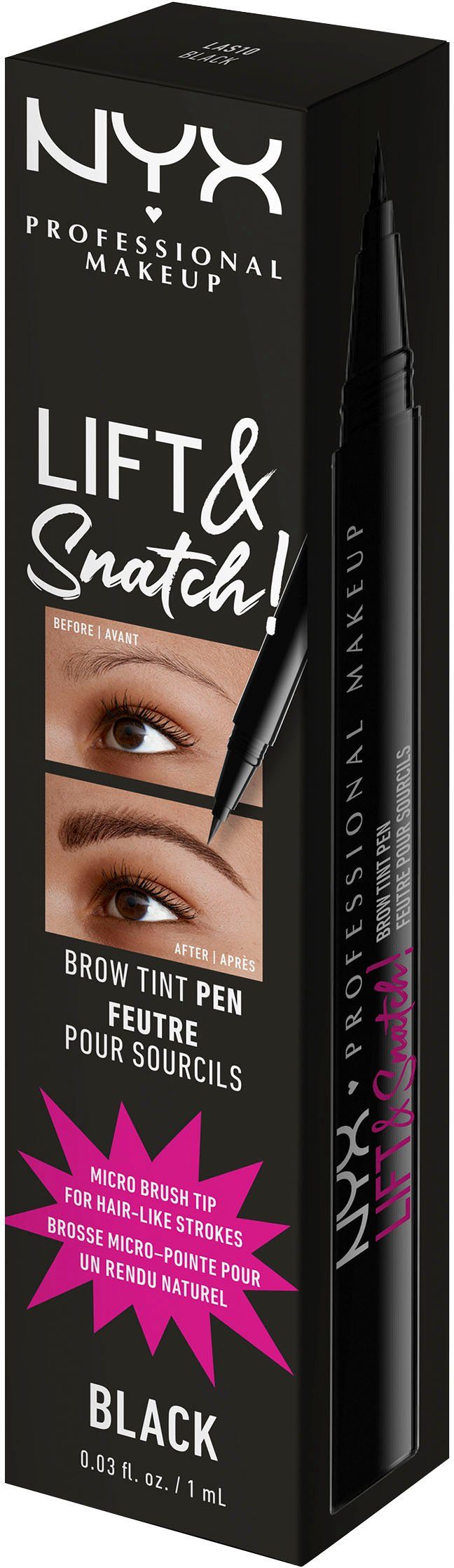 NYX PROFESSIONAL MAKEUP Augenbrauen-Stift LIFT & SNATCH BROW TINT PEN, mit ultra dünner Spitze