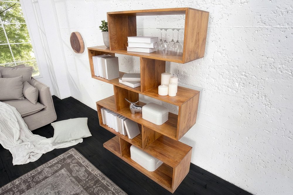 riess-ambiente Standregal MAKASSAR XL 150cm braun - Mangoholz, honey finish, handgefertigt, Einzelartikel 1-tlg., Massives Würfelregal - ideal als Ablage f. Bücher, Ordner & Dekoration