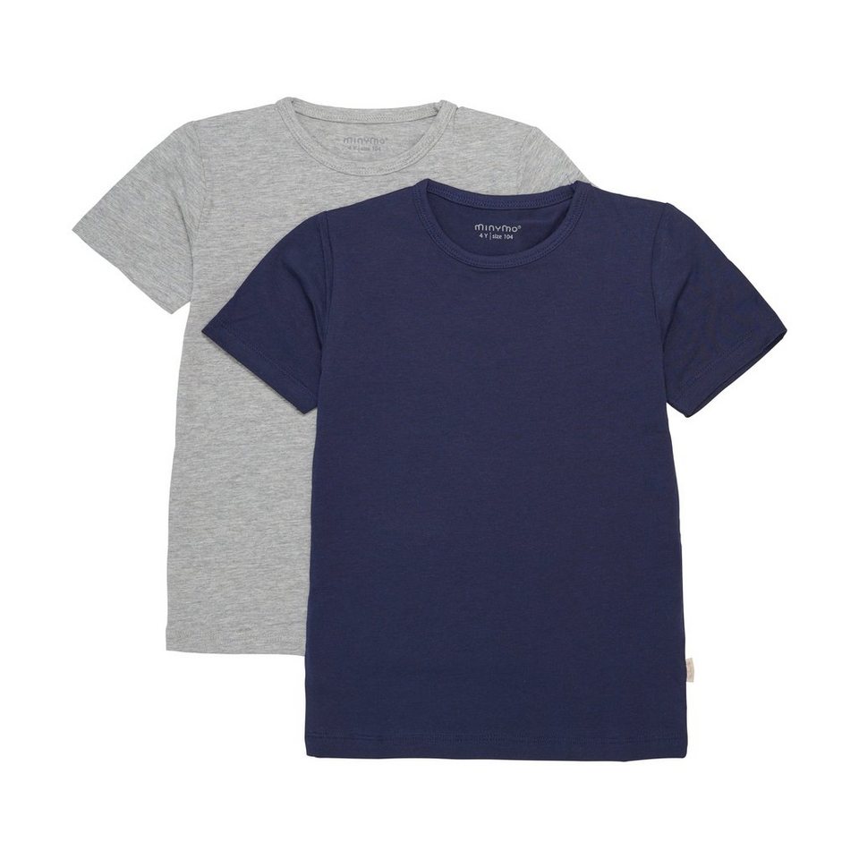 Minymo T-Shirt MIBasic 32 Basic 32 -T-shirt SS (2-pack) mit  Rundhalsausschnitt