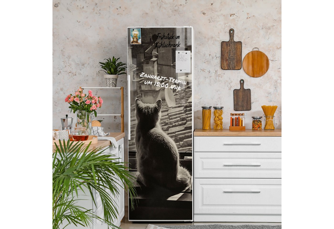 Thumbnail - DEQORI Magnetfolie 'Katzen auf Fensterbrett', beschreibbar Kühlschrank Magnetmatte magnetisch Magnetfolie
