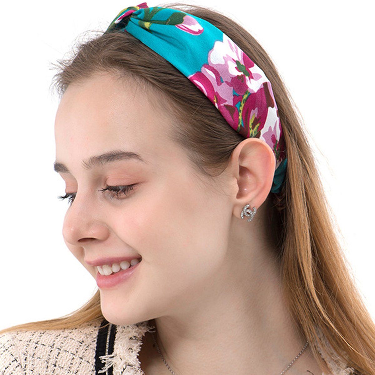 Jormftte Stirnband Make-Up-Stirnbänder gestrickt,elastisch Damen,Vintage-Stil, Mehrfarbig1 für