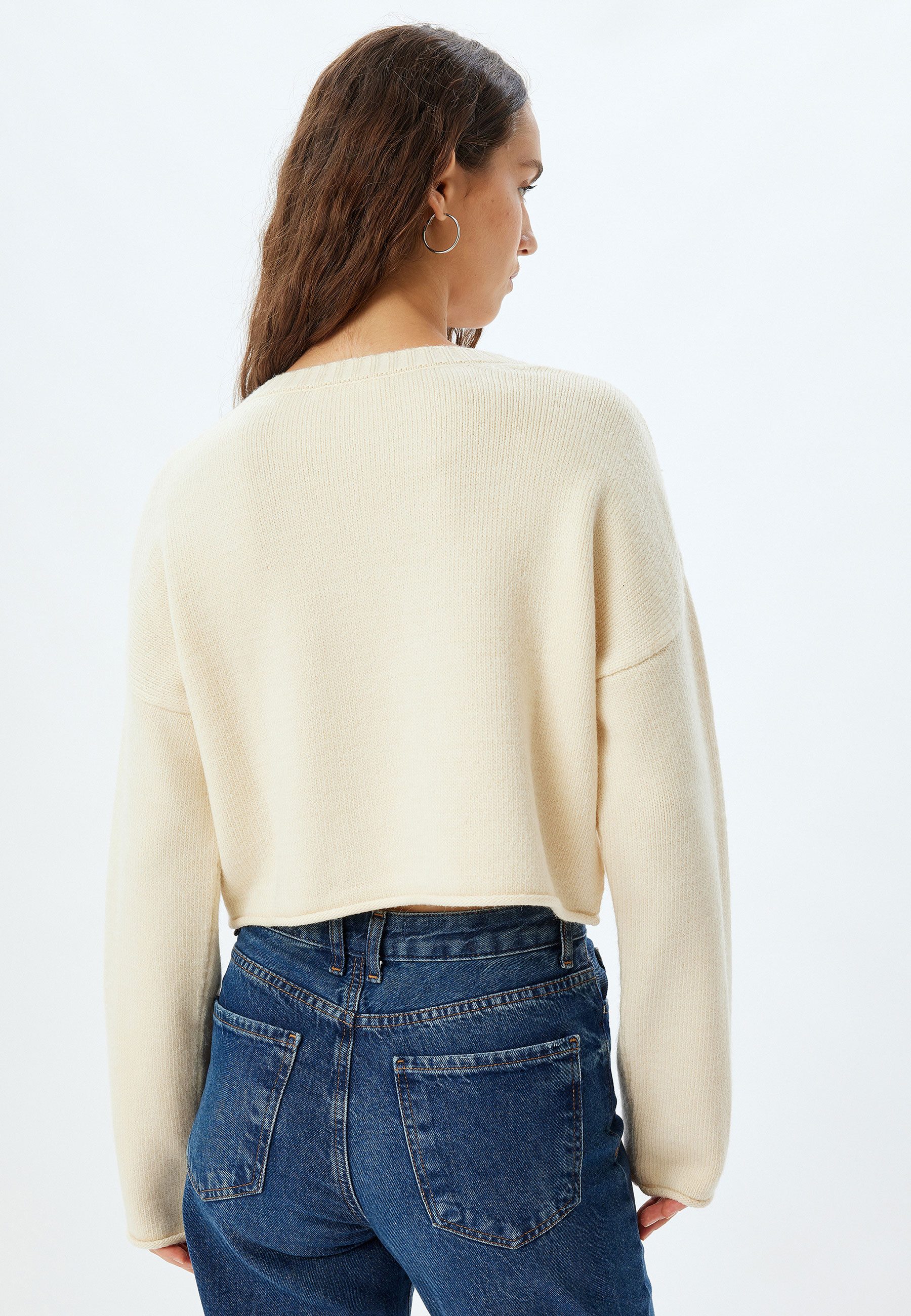 Koton Kurzarmpullover Rundhalsausschnitt Mit Schleife Kurzarmpullover