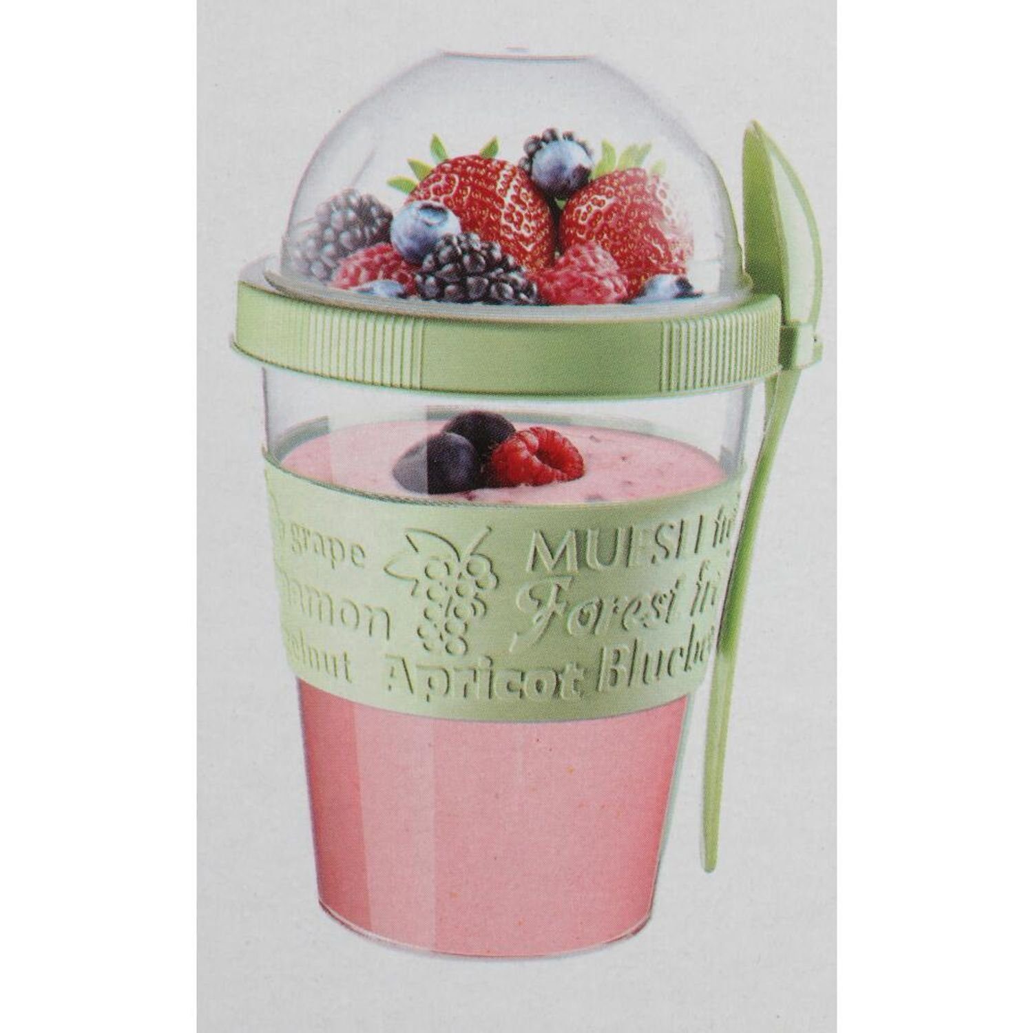 Koopman Dessertschale Joghurtbecher 600ml Löffel Müsli Lunchboxen Schale Deckel Mehrweg, Kunststoff