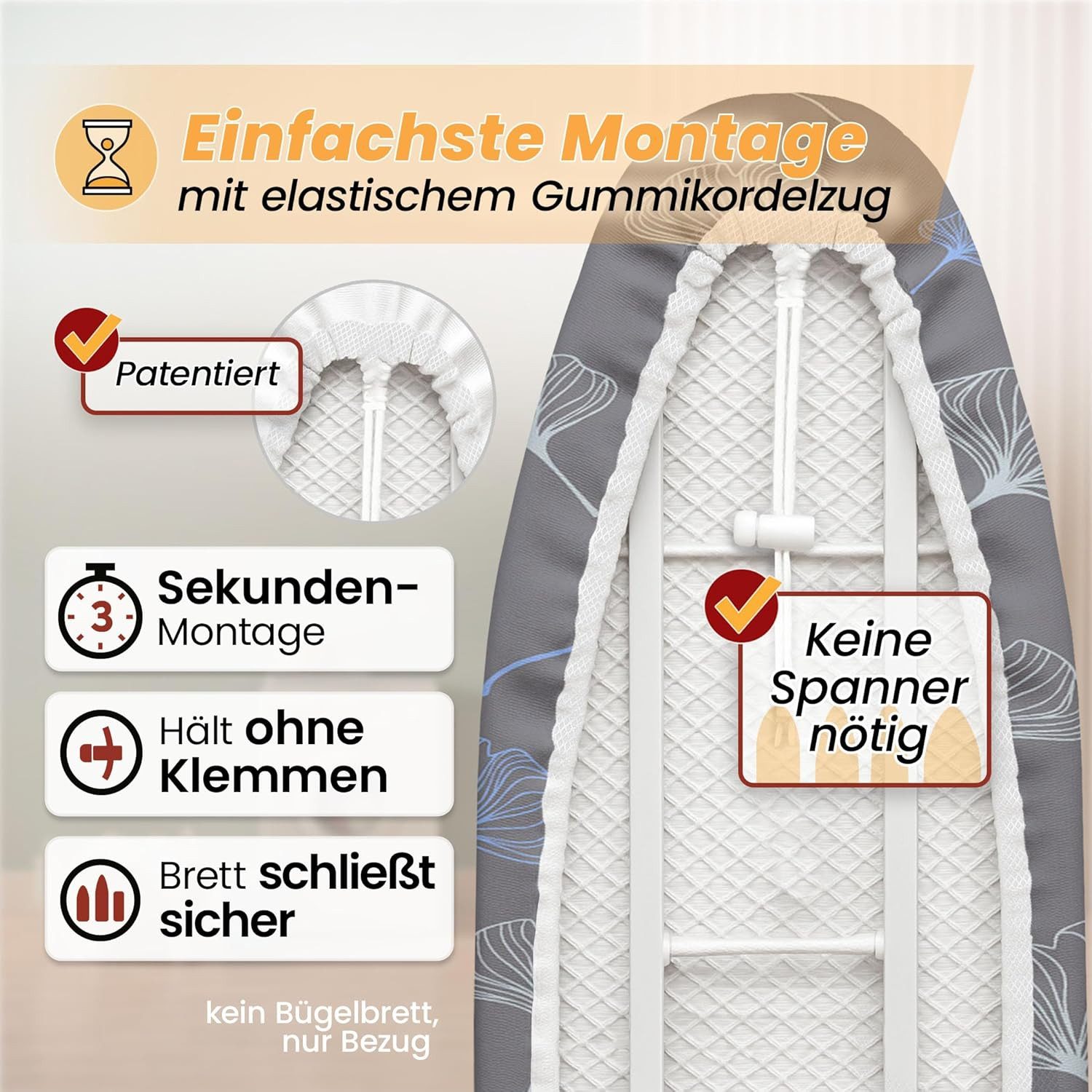 Arteneur Bügelbrettbezug, Made in Germany, OEKOTEX100, Zubehör für alle Bügeltische dank 5 Größen, Vergleichssieger, Hitzereflektierend, Gummizug