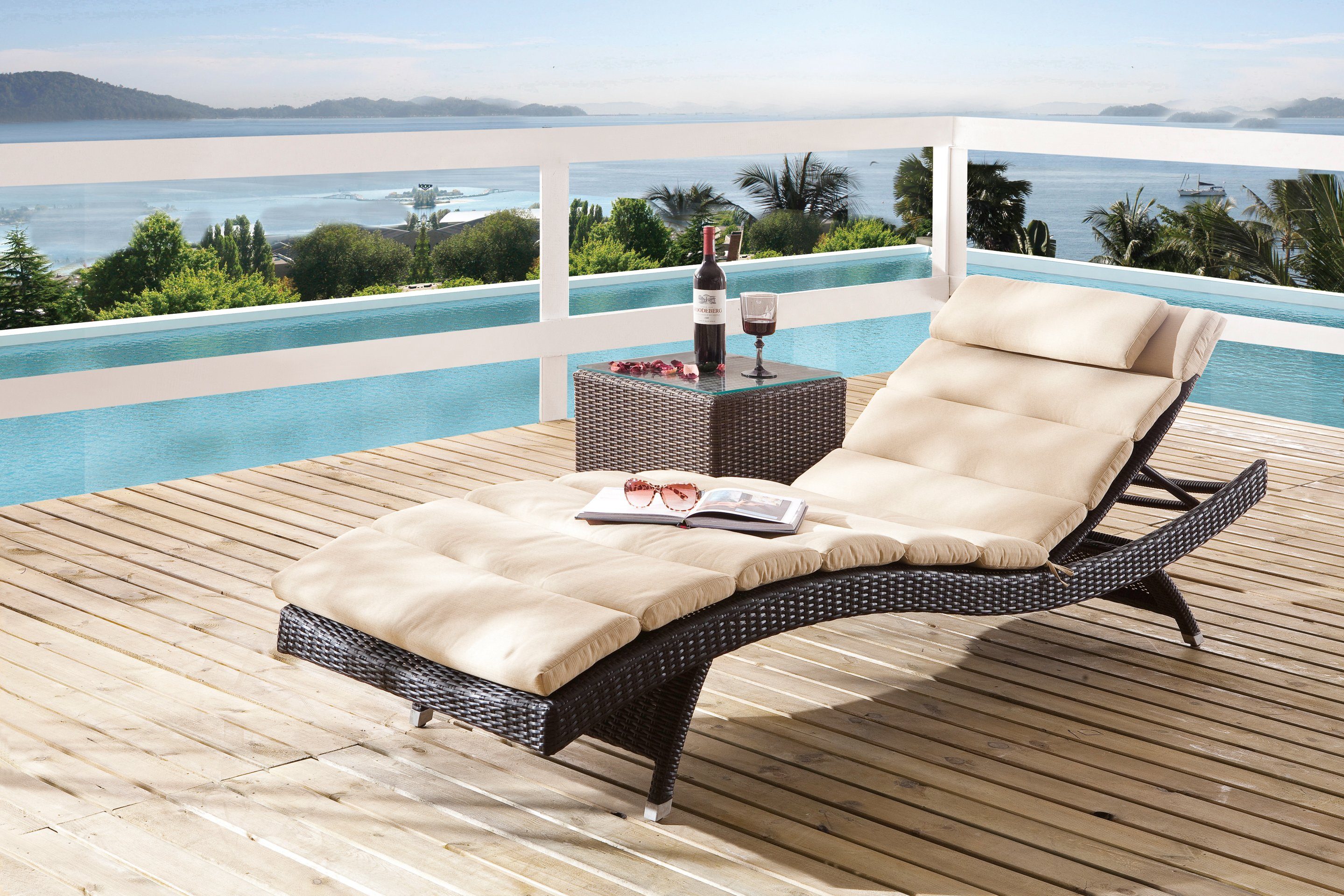 Destiny Gartenliege WAVE, Aluminium, Polyrattan, ohne Polsterauflage