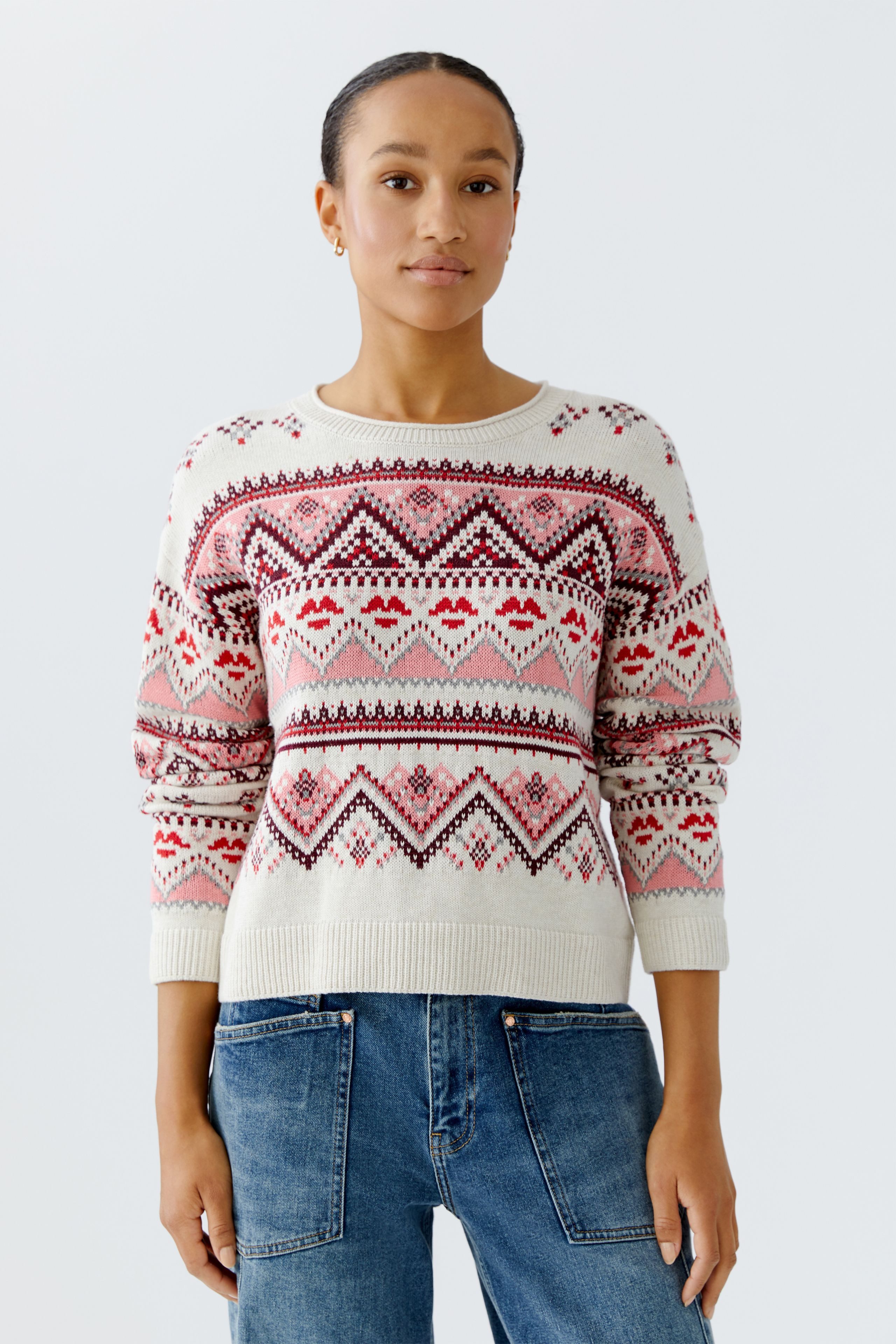 Oui Norwegerpullover Oui Pullover im modernem Shape