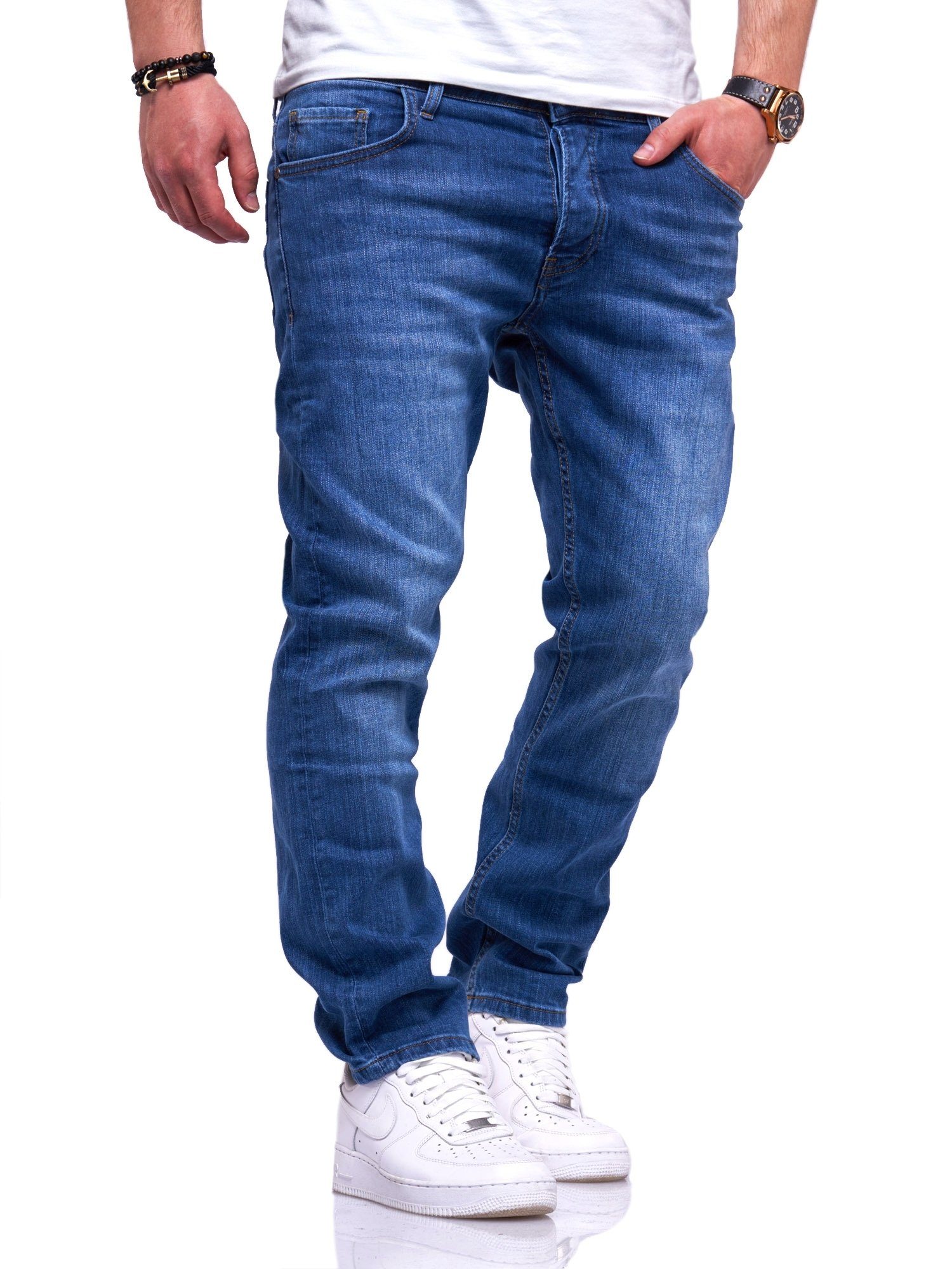 Rello & Reese Straight-Jeans BLEU im Used-Look