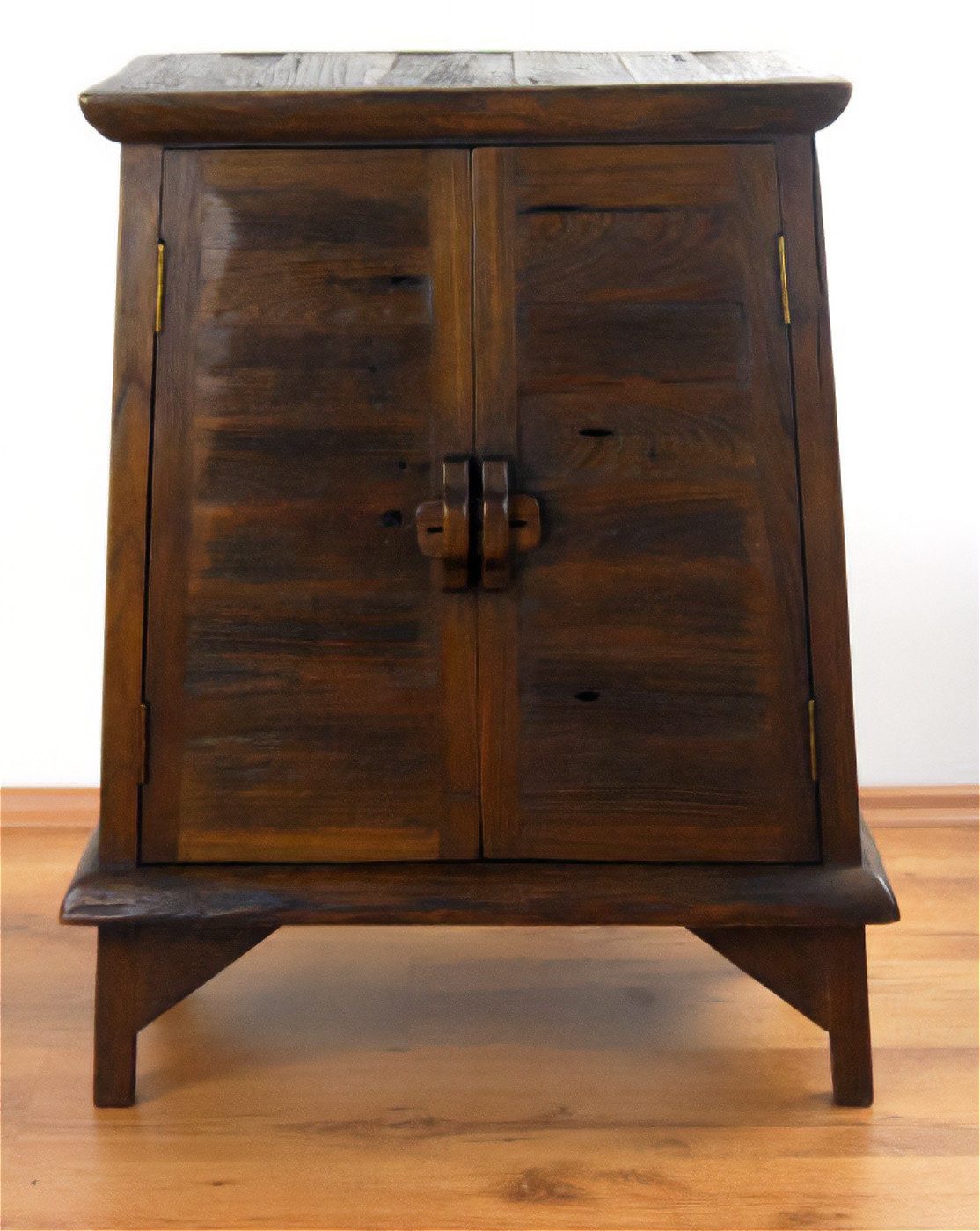 livasia Kommode Massivholzschrank - 64x37x80 cm - „Alte Teakholzplanke“, Handarbeit