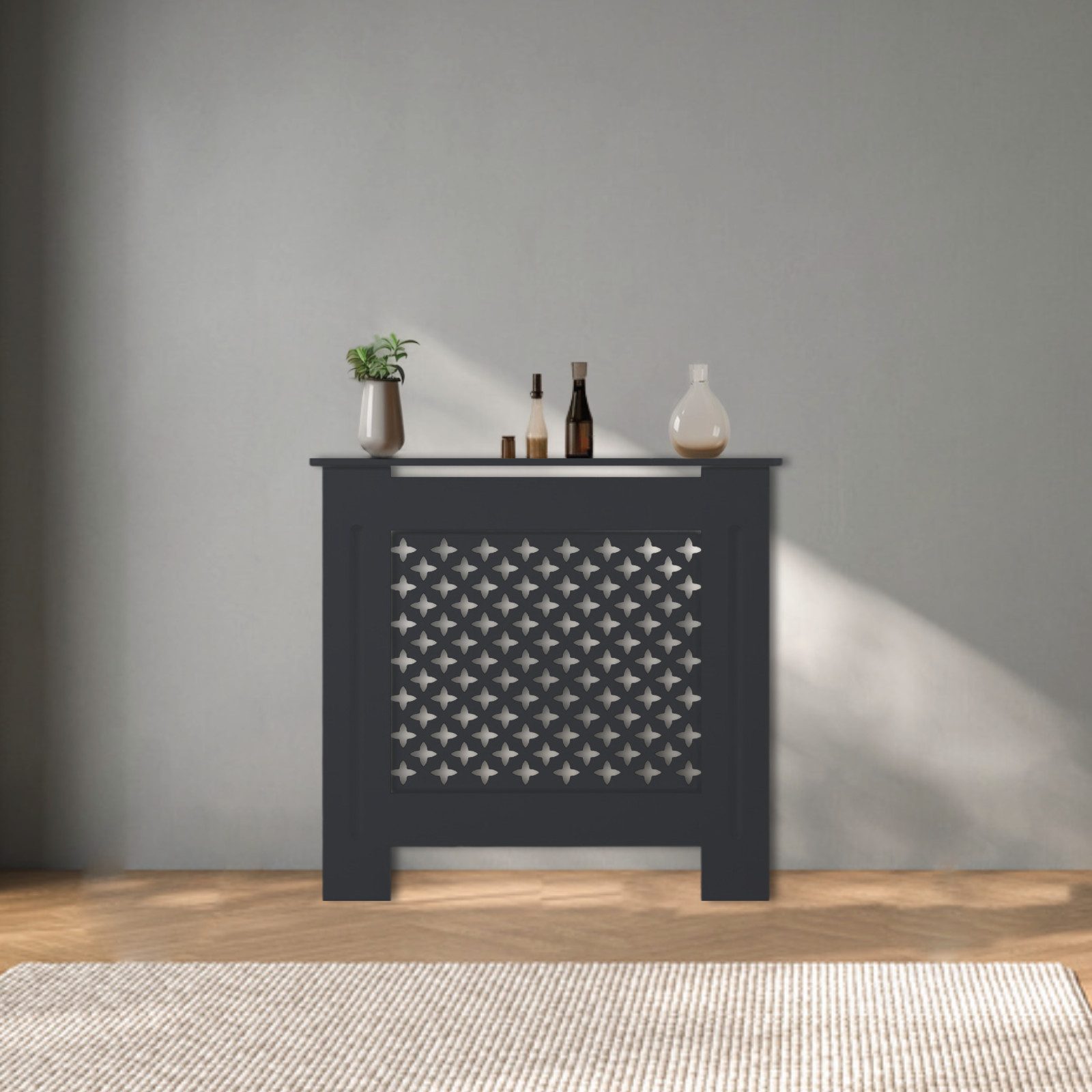 STADO Heizungsverkleidung Heizungsverkleidung Heizkörper Waben 78x82x19cm MDF Cover Anthrazit