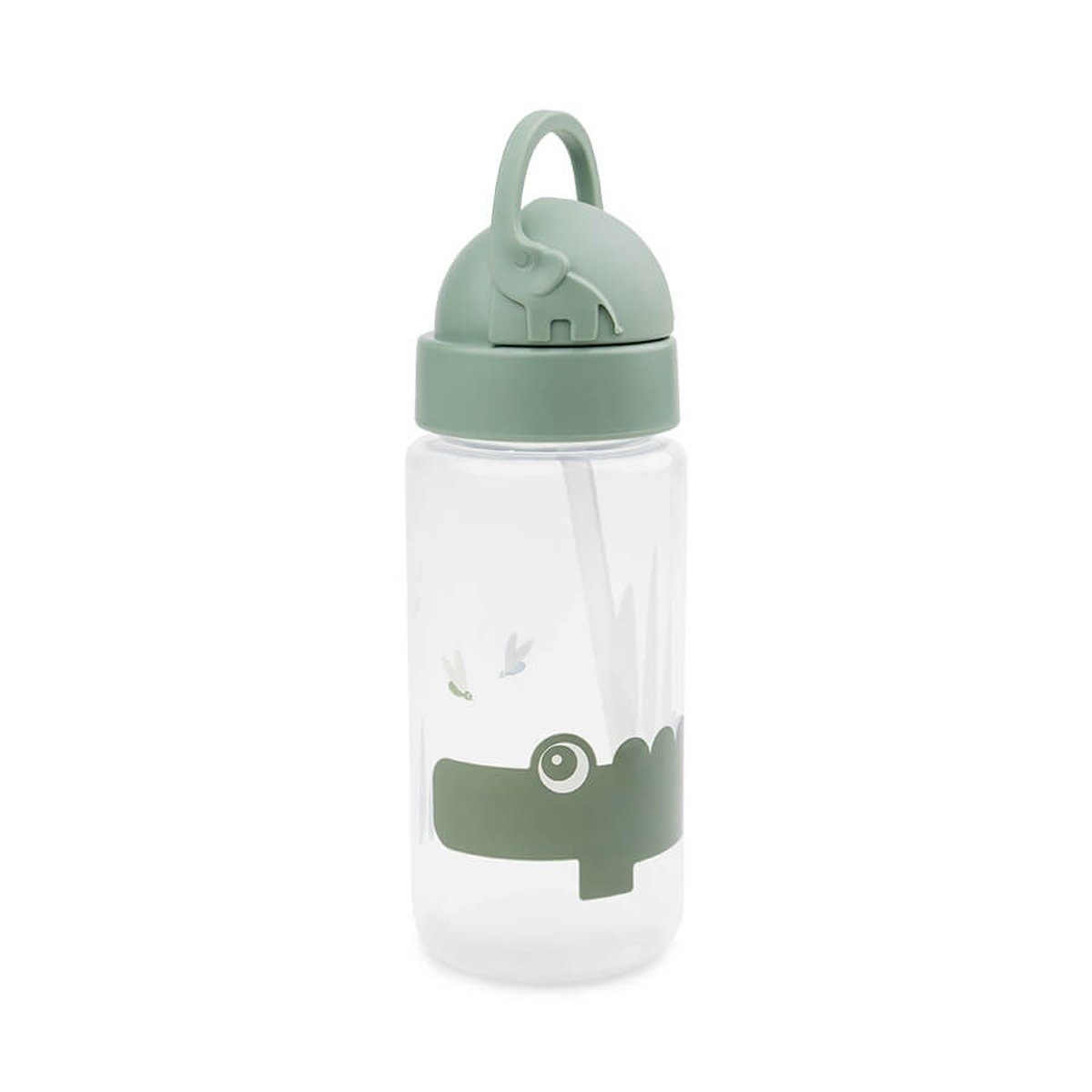 Trinkflasche Trinkflasche Croco Green 2 Strohhalm Klappdeckel Kinder 350ml