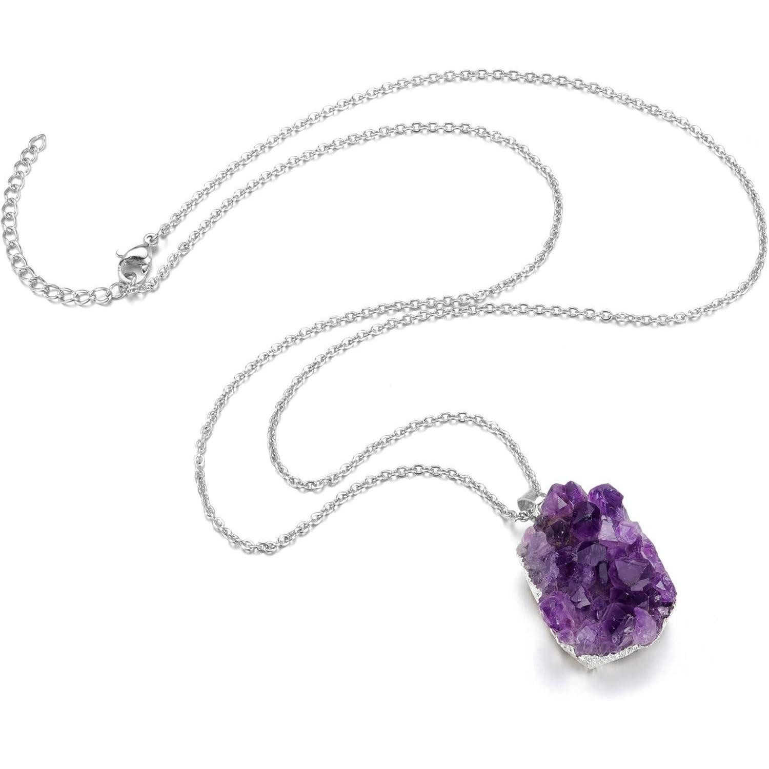 LuxusKollektion Kette mit Anhänger Amethyst Druse Halskette Natürliche Kris günstig online kaufen