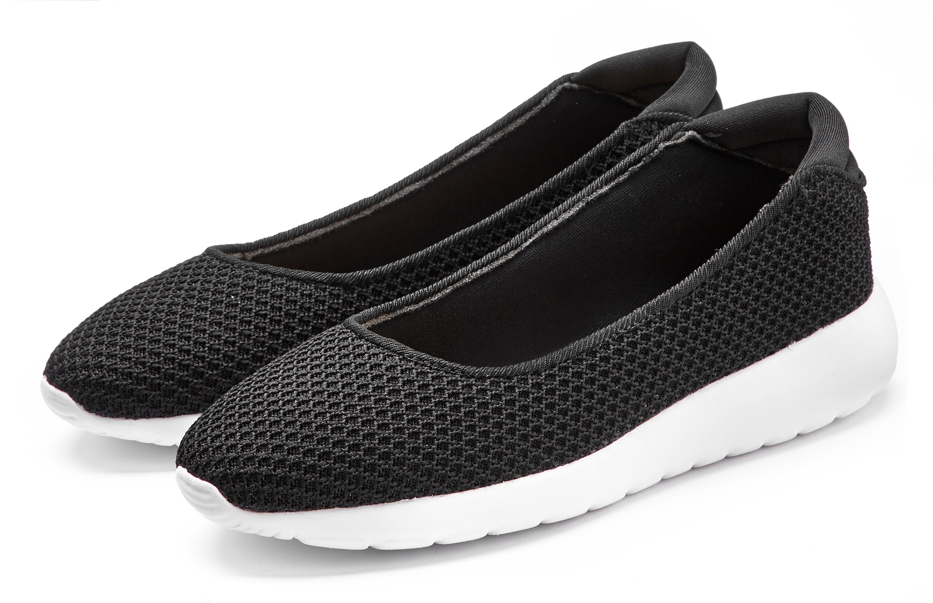 Ballerina Mesh-Optik leichte Freizeitschuh, Slipper, LASCANA Halbschuh, Slip-In, schwarz Sneaker