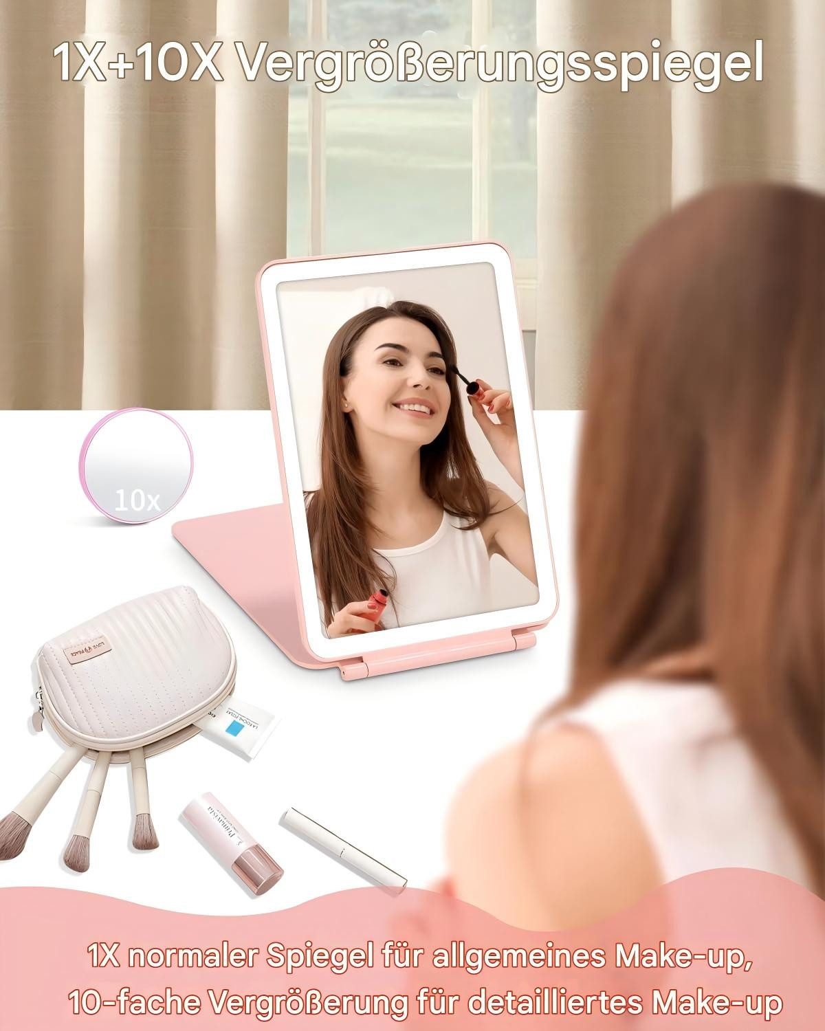 SinLaw Kosmetikspiegel Beleuchteter Schminkspiegel, Klappbarer Tischspiegel günstig online kaufen