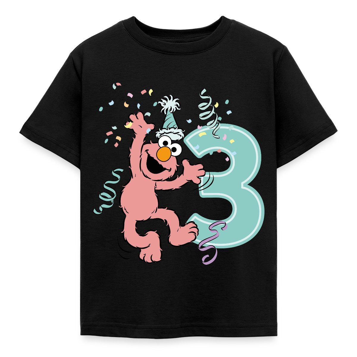 T-Shirt Sesamstraße Geburtstagdesign Mit Elmo Drei Jahre Kinder T-Shirt