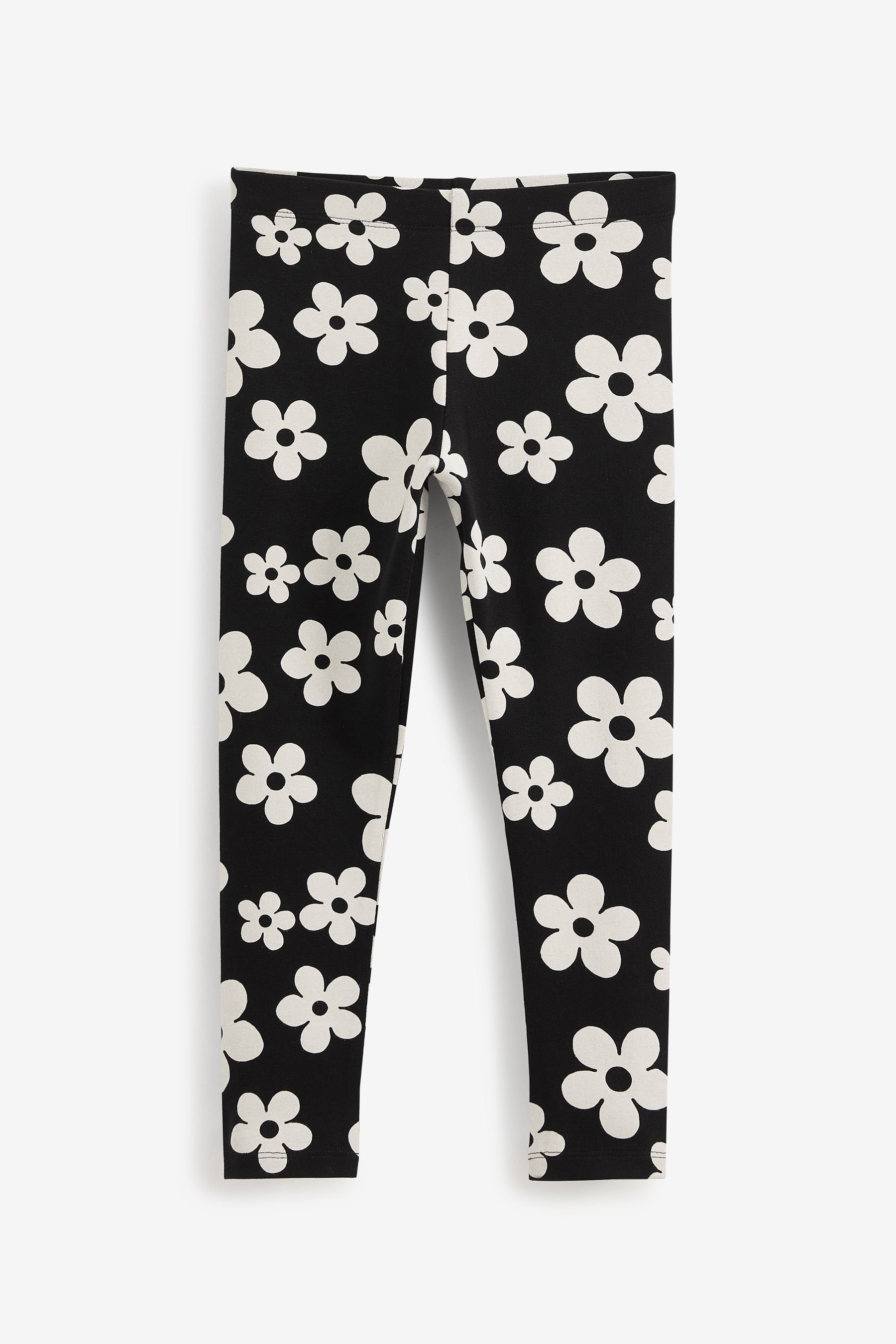 Next Leggings (1-tlg) Black/White Floral Print