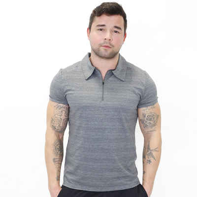 GYM AESTHETICS Funktionsshirt Flash Training Zip Polo Shirt für Herren mit Reißverschluss, Modernes Design