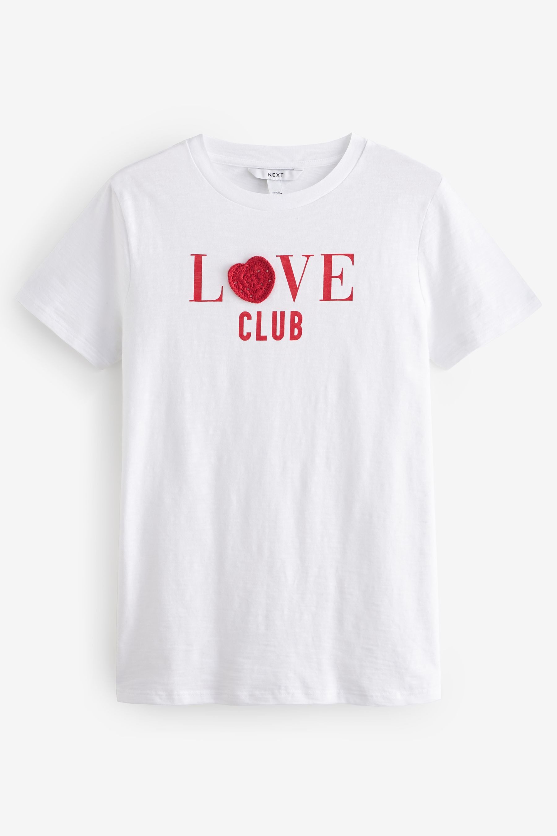 Next T-Shirt Kurzarmoberteil mit Häkelbesatz und Valentinsherz (1-tlg)