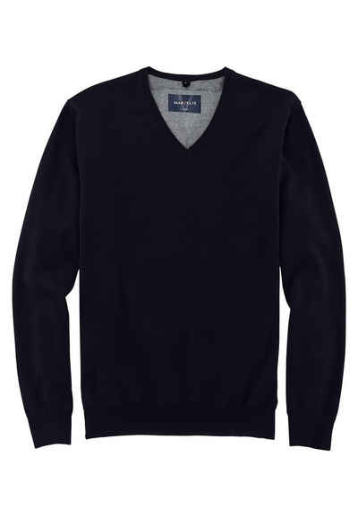 MARVELIS V-Ausschnitt-Pullover Pullover - Casual Fit - V-Ausschnitt - Einfarbig - Marine (1-tlg)
