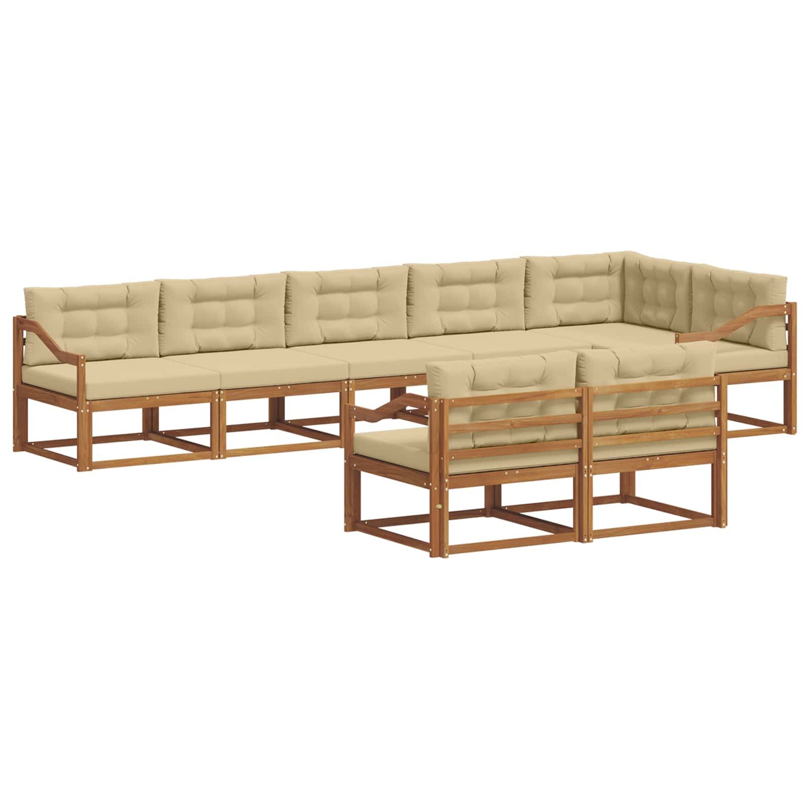 Gartenlounge-Set Outdoor-Sofagarnitur 8 Stk. Natur und Beige