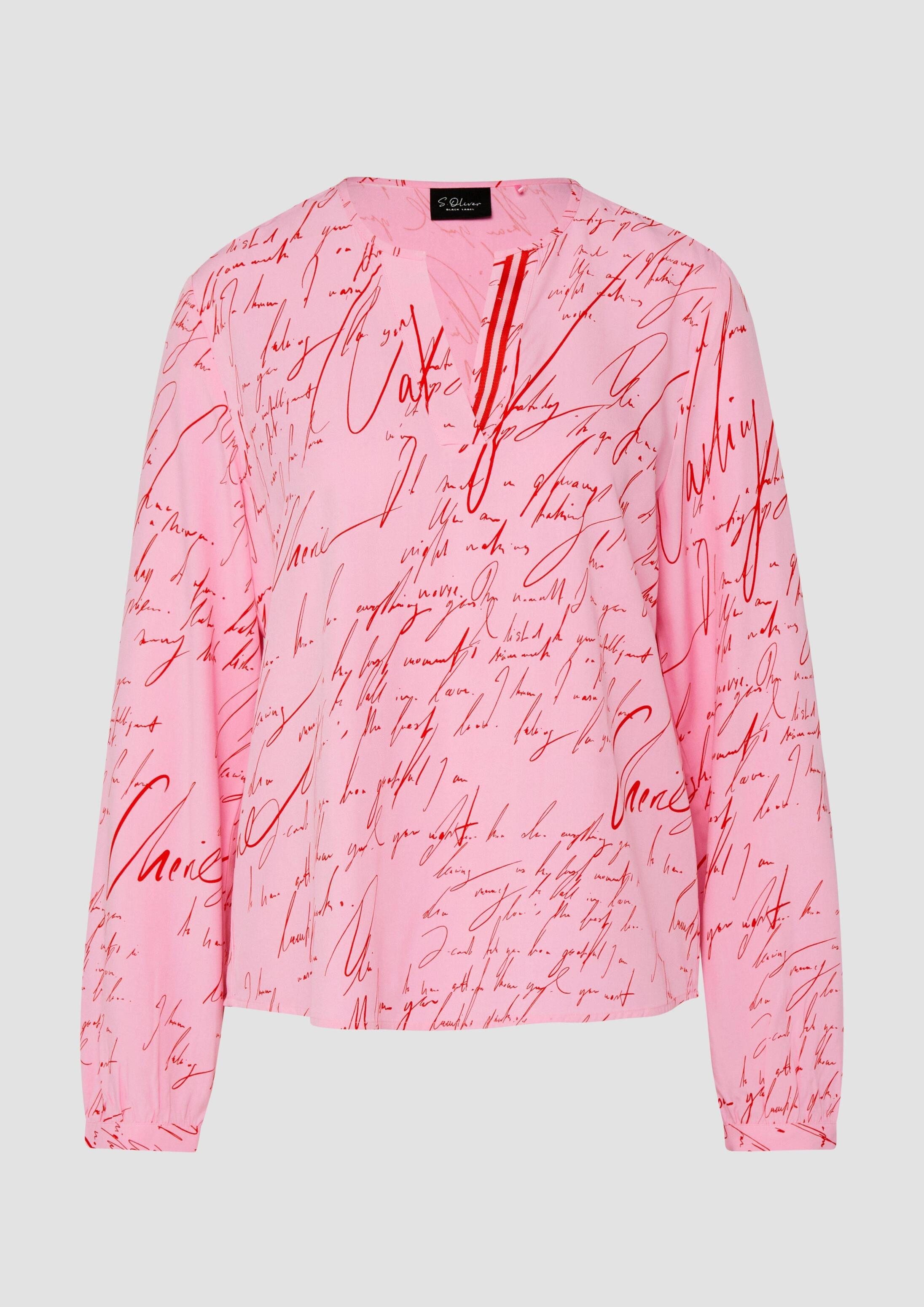 s.Oliver Langarmbluse Bluse Viskose-Bluse mit V-Ausschnitt und All-over-Print