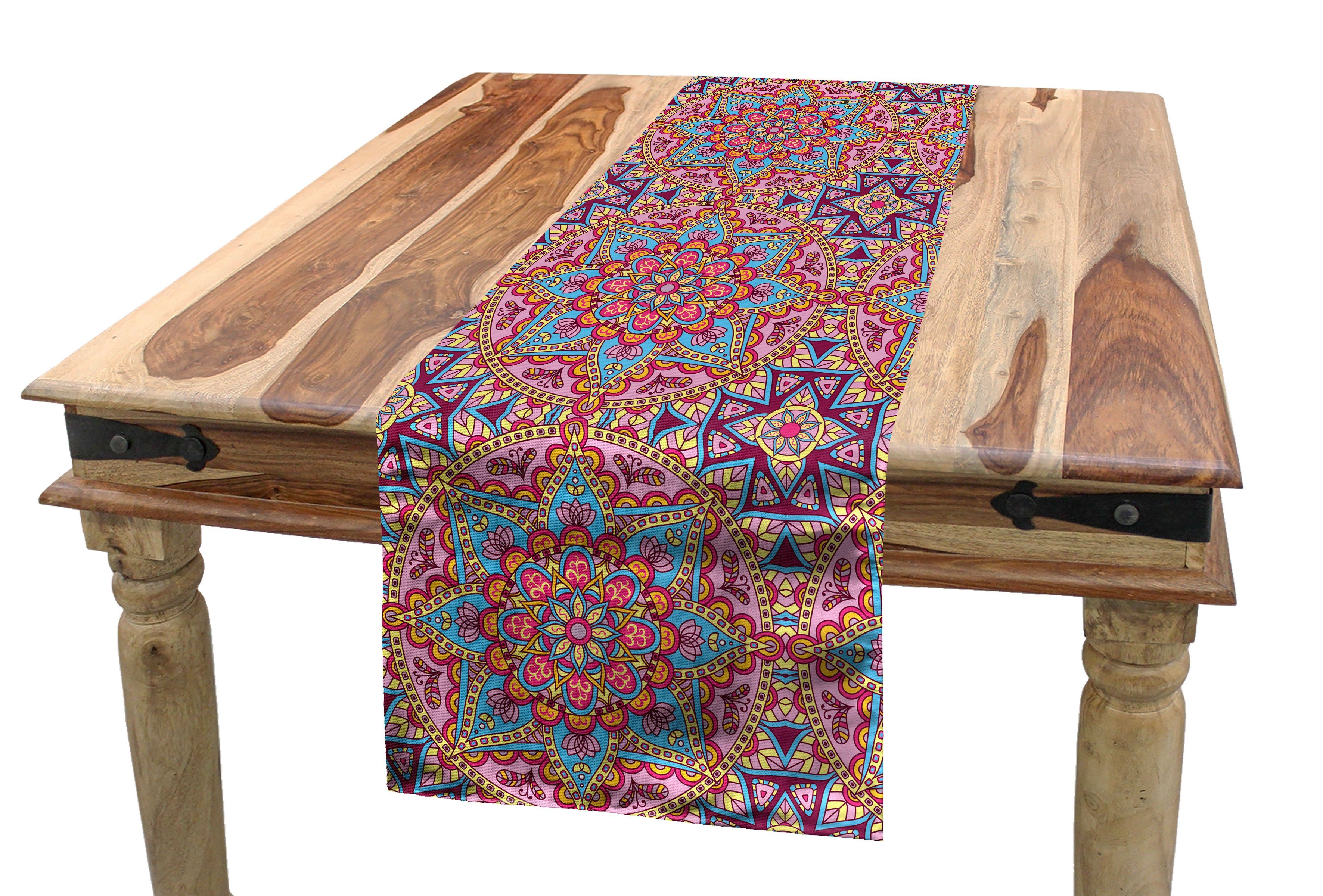 Abakuhaus Esszimmer Küche Rechteckiger Hippie lila Tischläufer, Mandala Dekorativer Tischläufer