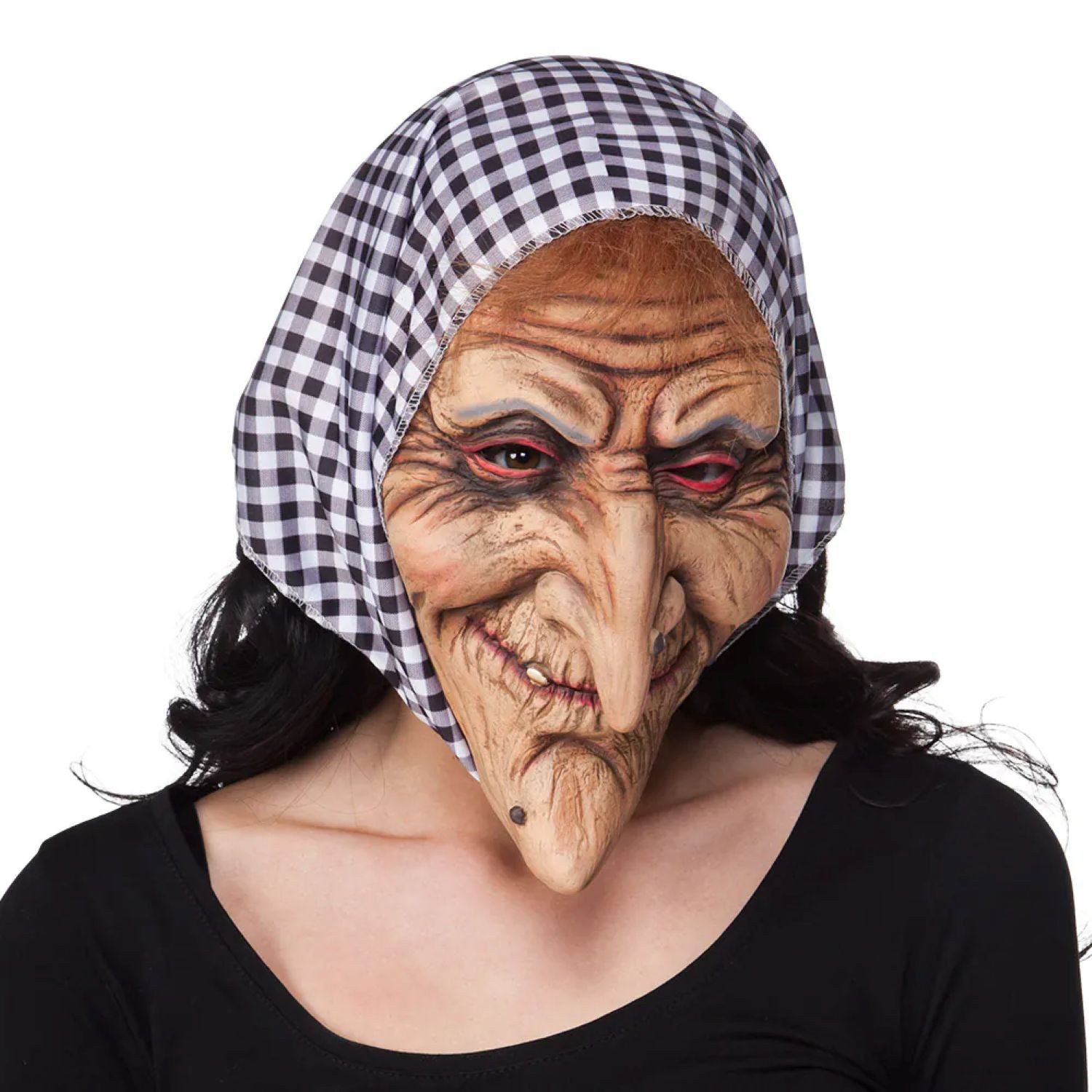 Boland Verkleidungsmaske Halloween Latex Maske 'Hexe' mit Kopftuch