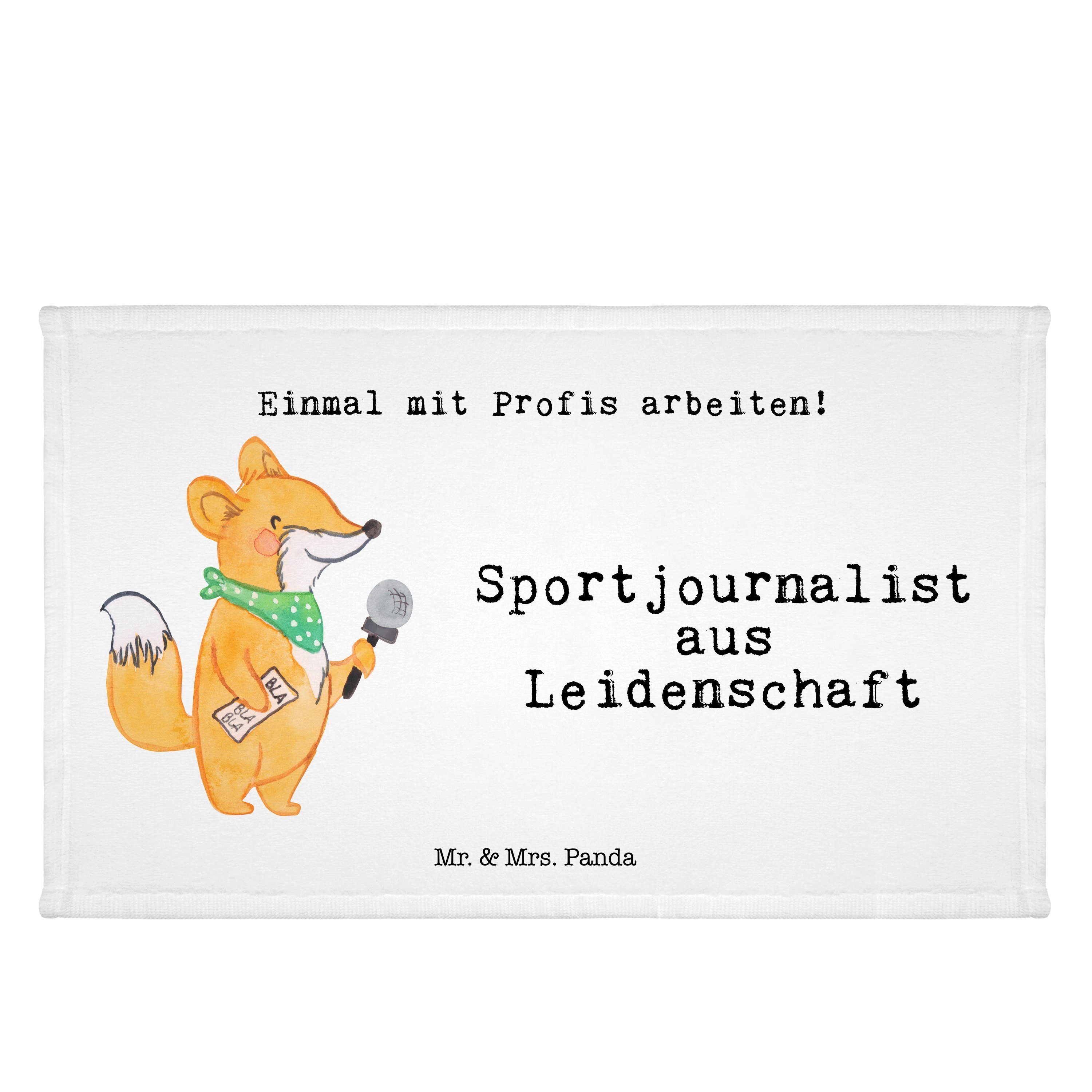 Outlet-Versandhandel Mr. & - Handtuch Sportjournalist Weiß (1-St) aus Leidenschaft Studium, - Panda Pressebü, Mrs. Geschenk