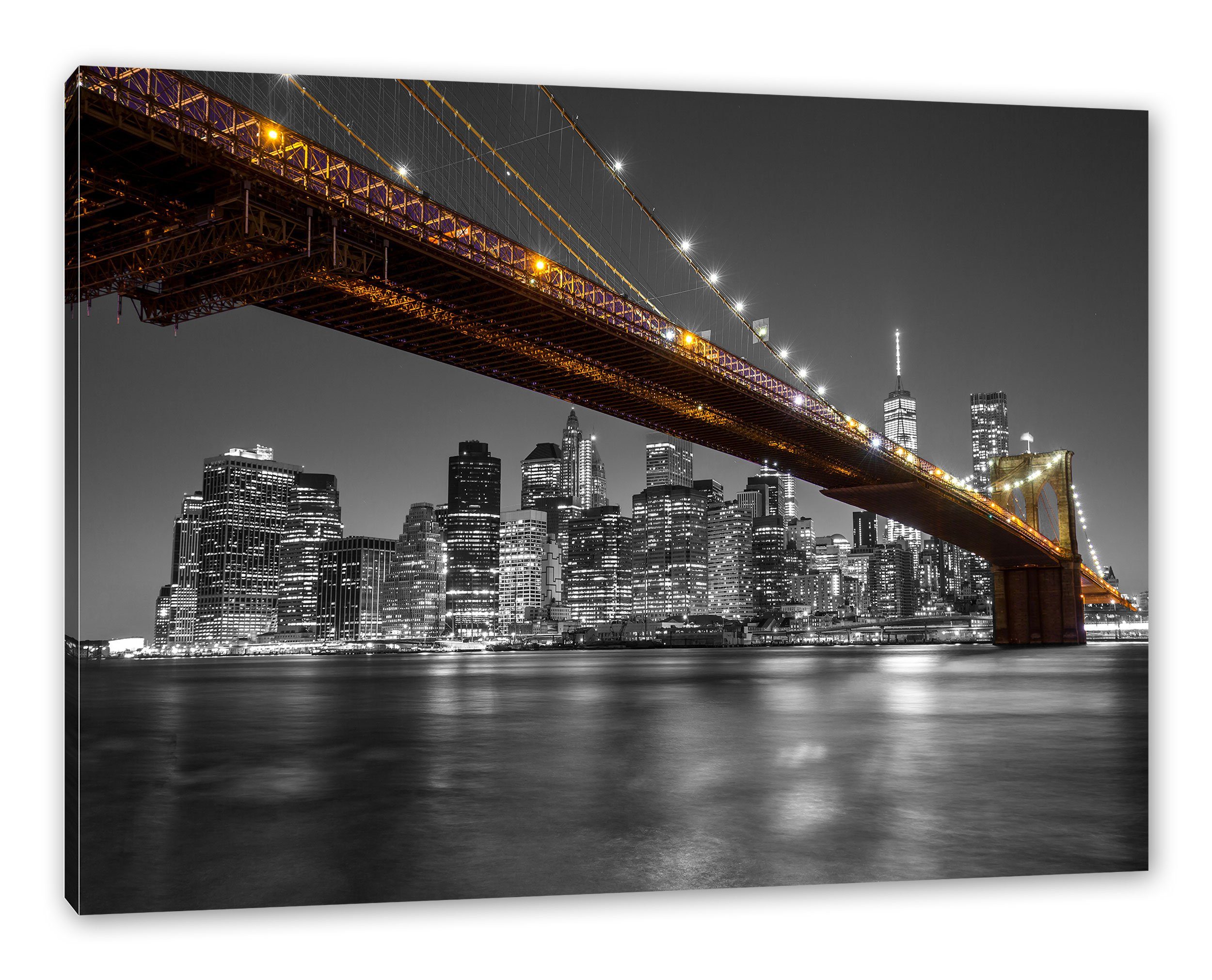 St), bespannt, von von Manhattan, (1 Skyline Leinwandbild inkl. Zackenaufhänger Pixxprint fertig Manhattan Skyline Leinwandbild