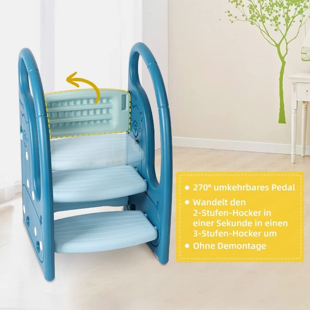 Onasti Tritthocker Tritthocker Dreistufiger Kinderhocker für Bad, Schlafzimmer, Küche – Bild 4 von 5