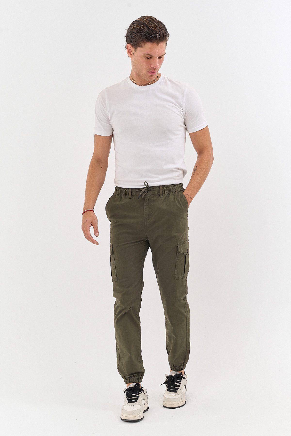 COMEOR Cargohose Herren Stretch Relaxed Fit mit 6 Taschen und Kordelzug Elastischer Beinabschluss, Kordelzug am Bund, Hoher Tragekomfort