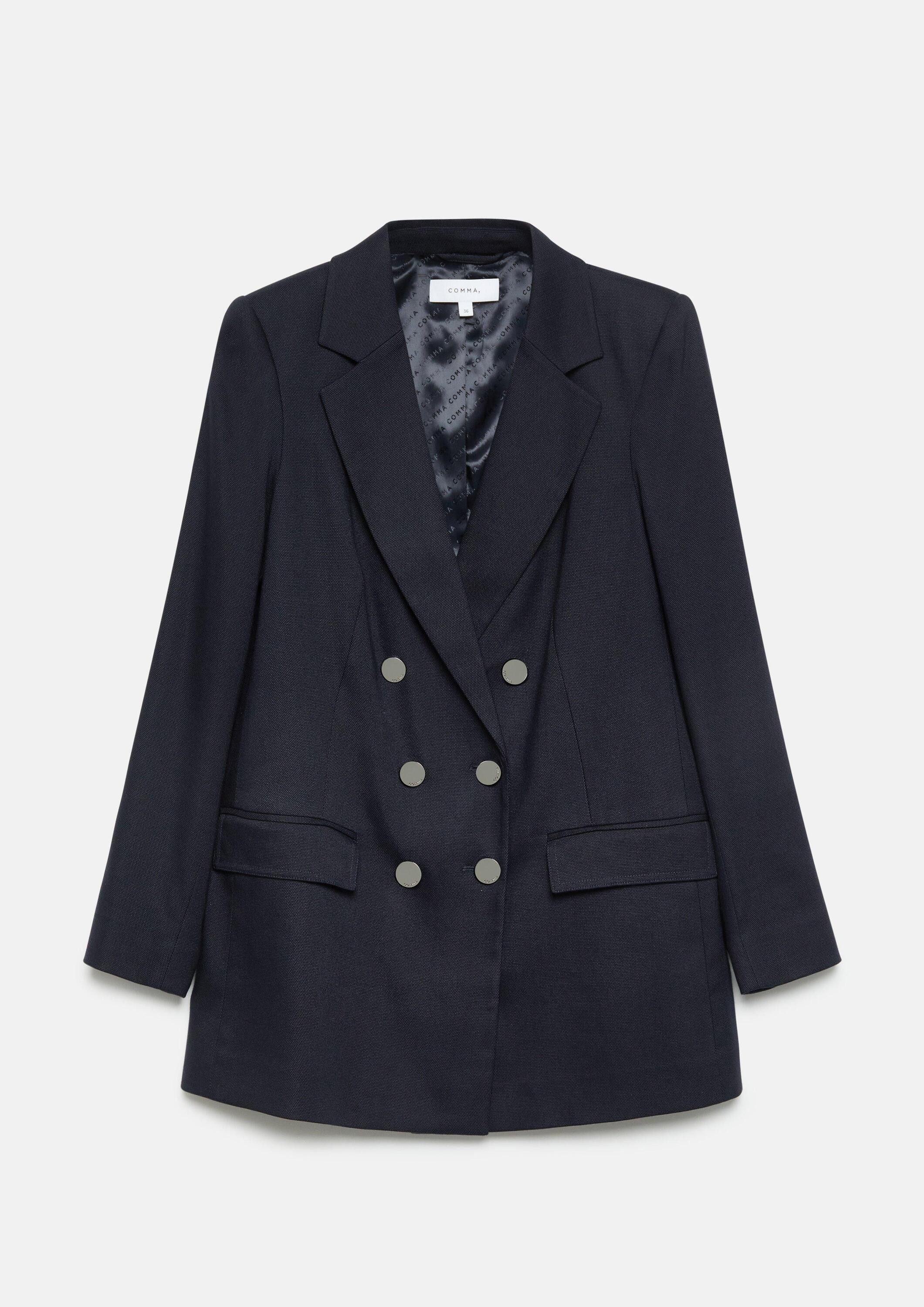 comma Jackenblazer Indoor-Blazer Doppelreihiger Blazer aus Viskosemix mit Piqué-Struktur