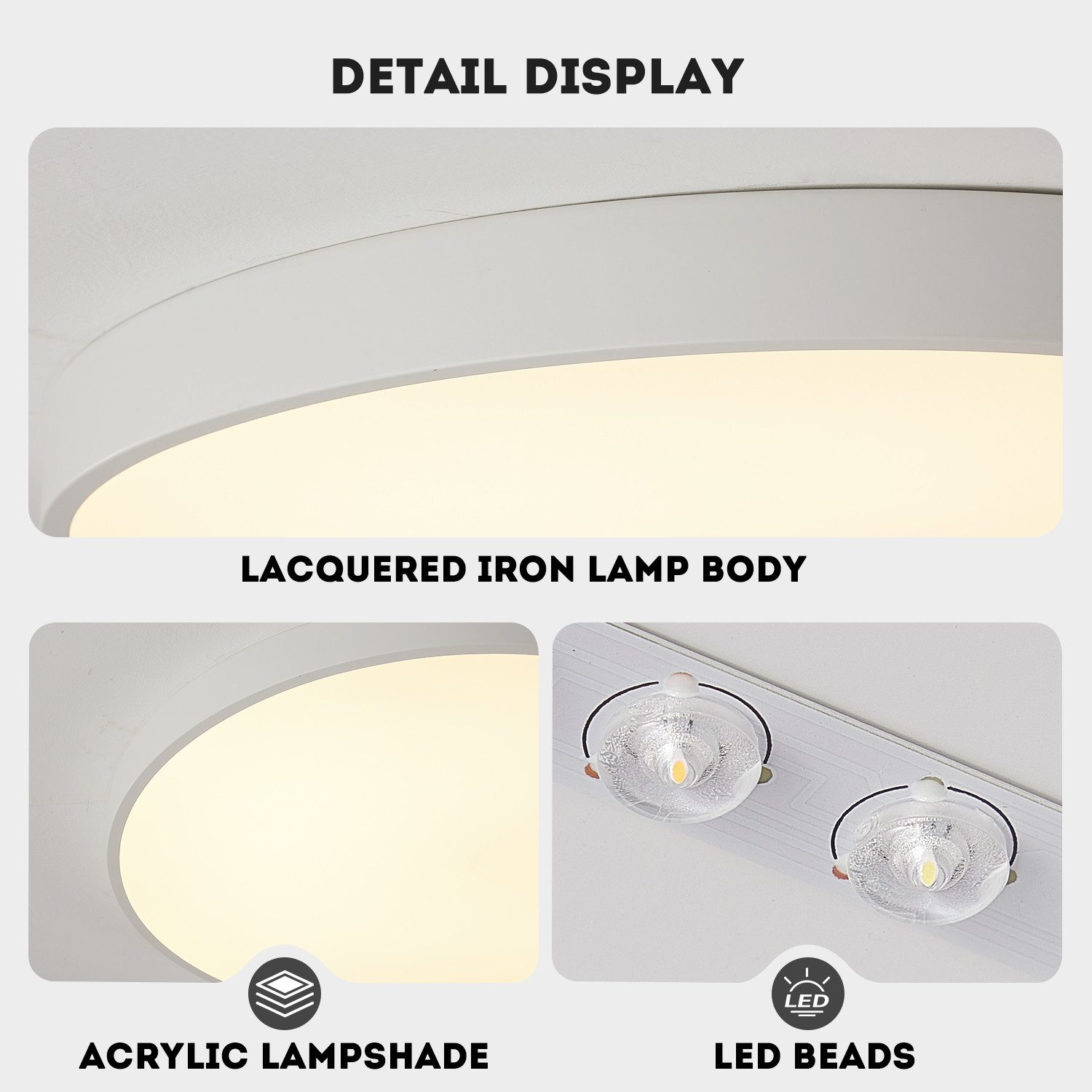 style home LED Deckenleuchte Modern Deckenlampe für Wohnzimmer Schlafzimmer, 36W-Warmweiß 3000K, LED fest integriert, Warmweiß 3000K ohne Fernbedienung, Runde F – Bild 5 von 5