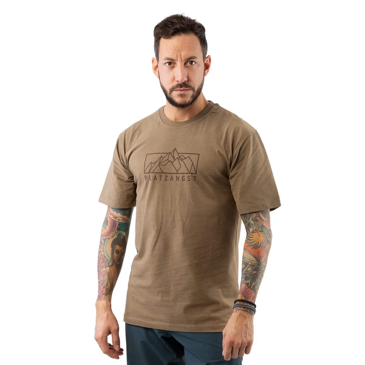 Platzangst T-Shirt T-Shirts Platzangst Mountain Logo Braun XS (1-tlg) | T-Shirts