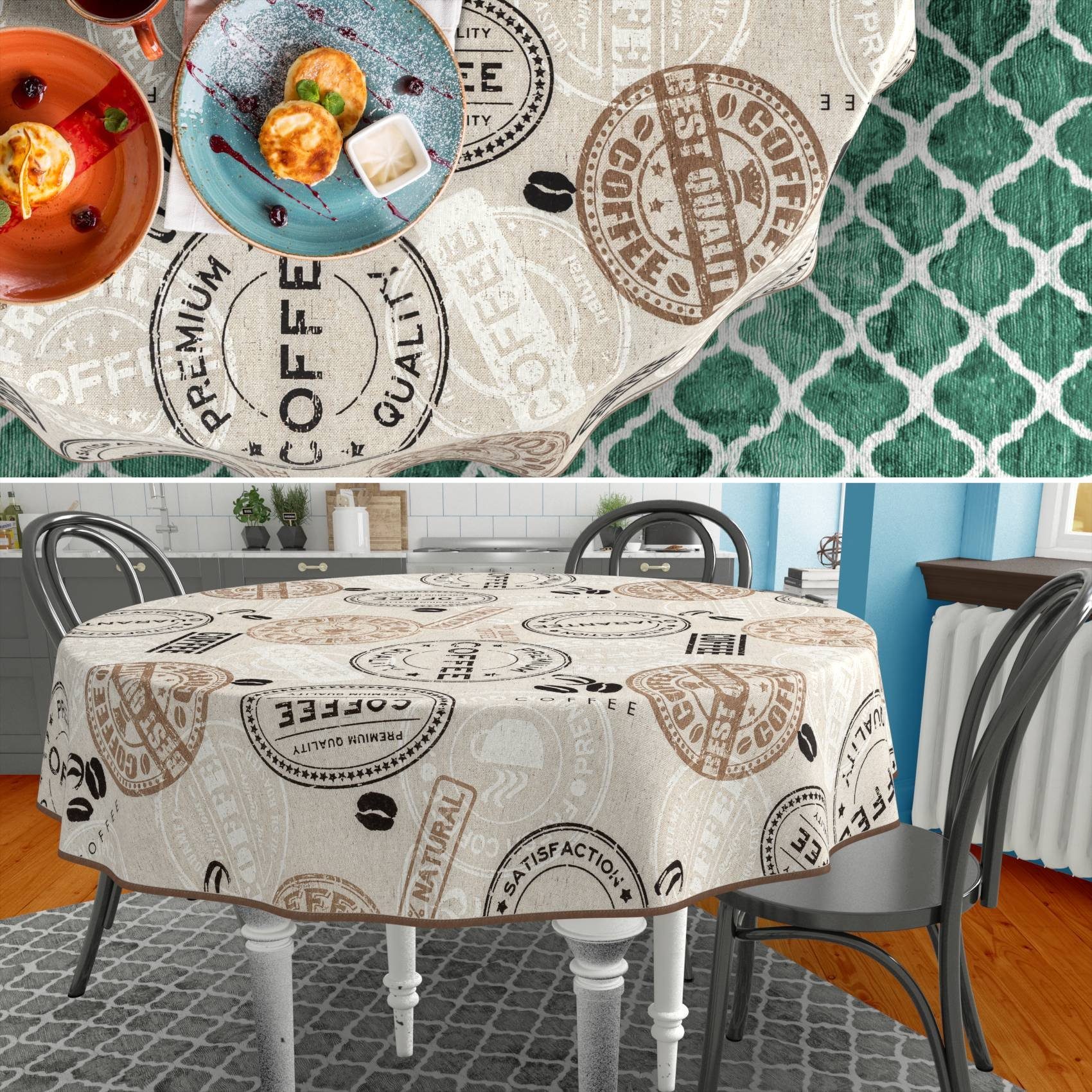 ANRO Tischdecke mit Tee und Kaffee aus Textil Tischtuch mit Beschichtung Ti günstig online kaufen