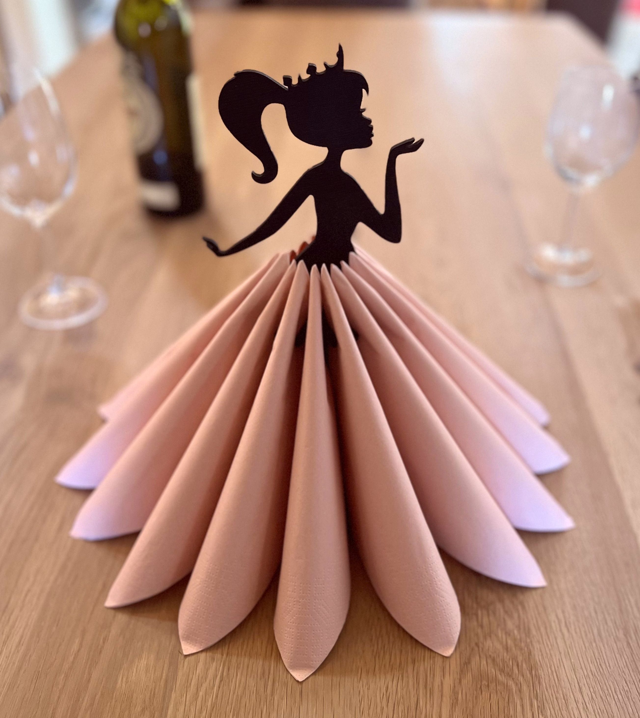 DanDiBo Serviettenhalter Schwarz Vintage aus Holz Mädchen Prinzessin