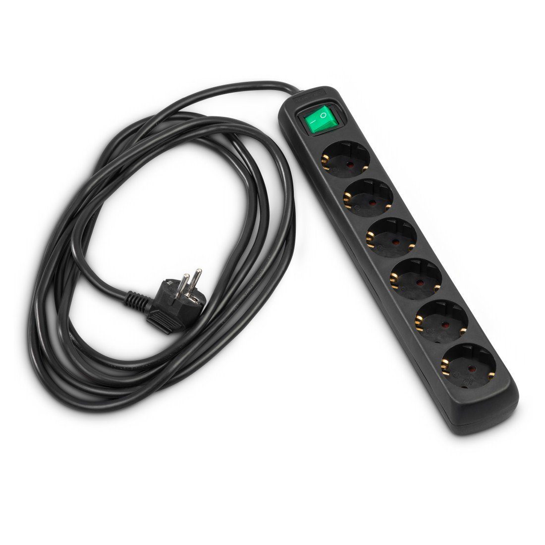 Hama Steckdosenleiste 6 fach, mit Schalter, Mehrfachsteckdose, 3 m Steckdosenleiste 6-fach (Ein- / Ausschalter, Schalterbeleuchtung, Schutzkontaktkupplung, Kabellänge 3 m)