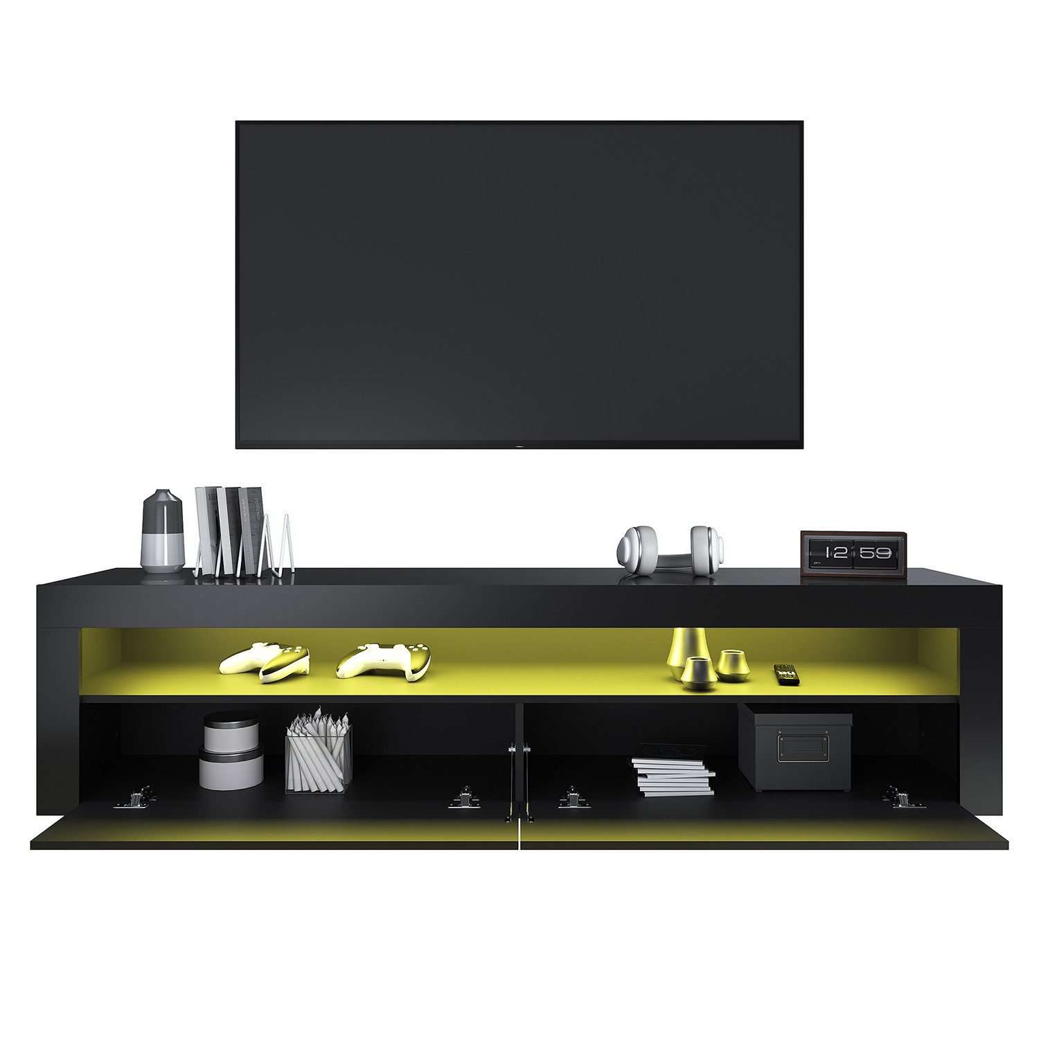 SONNI TV-Schrank TV-Schränke mit LED Beleuchtung Weiß/schwarz 120/160/180 c günstig online kaufen