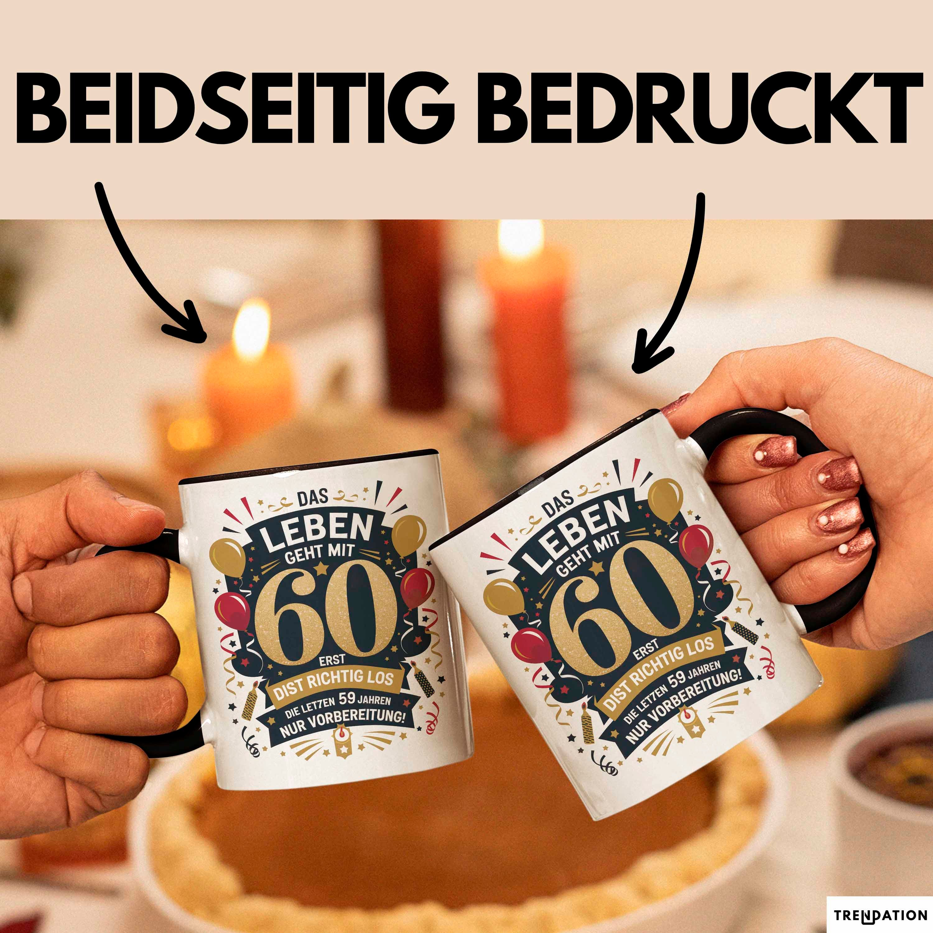 Trendation Tasse 60. Geburtstag Tasse Geschenkidee Das Leben Beginnt Mit 60 – Bild 2 von 5