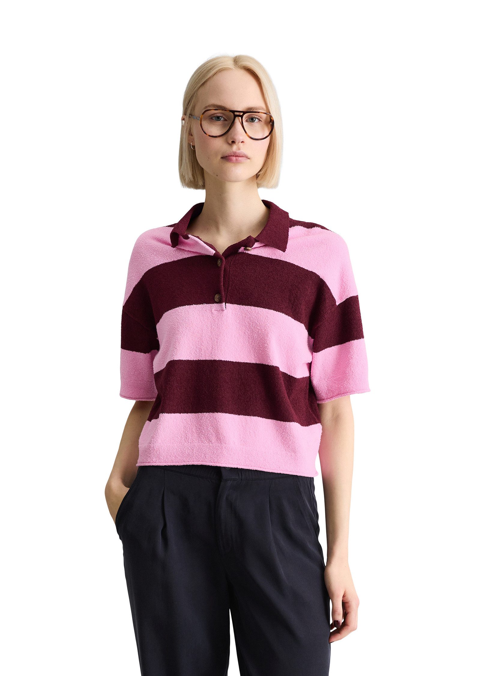 Marc O'Polo DENIM Poloshirt aus Crinkled Organic Cotton-Mix