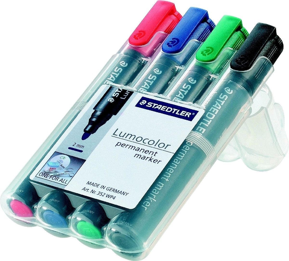 STAEDTLER Permanentmarker Permanentmarker Lumocolor 2mm 4 Farben sortiert