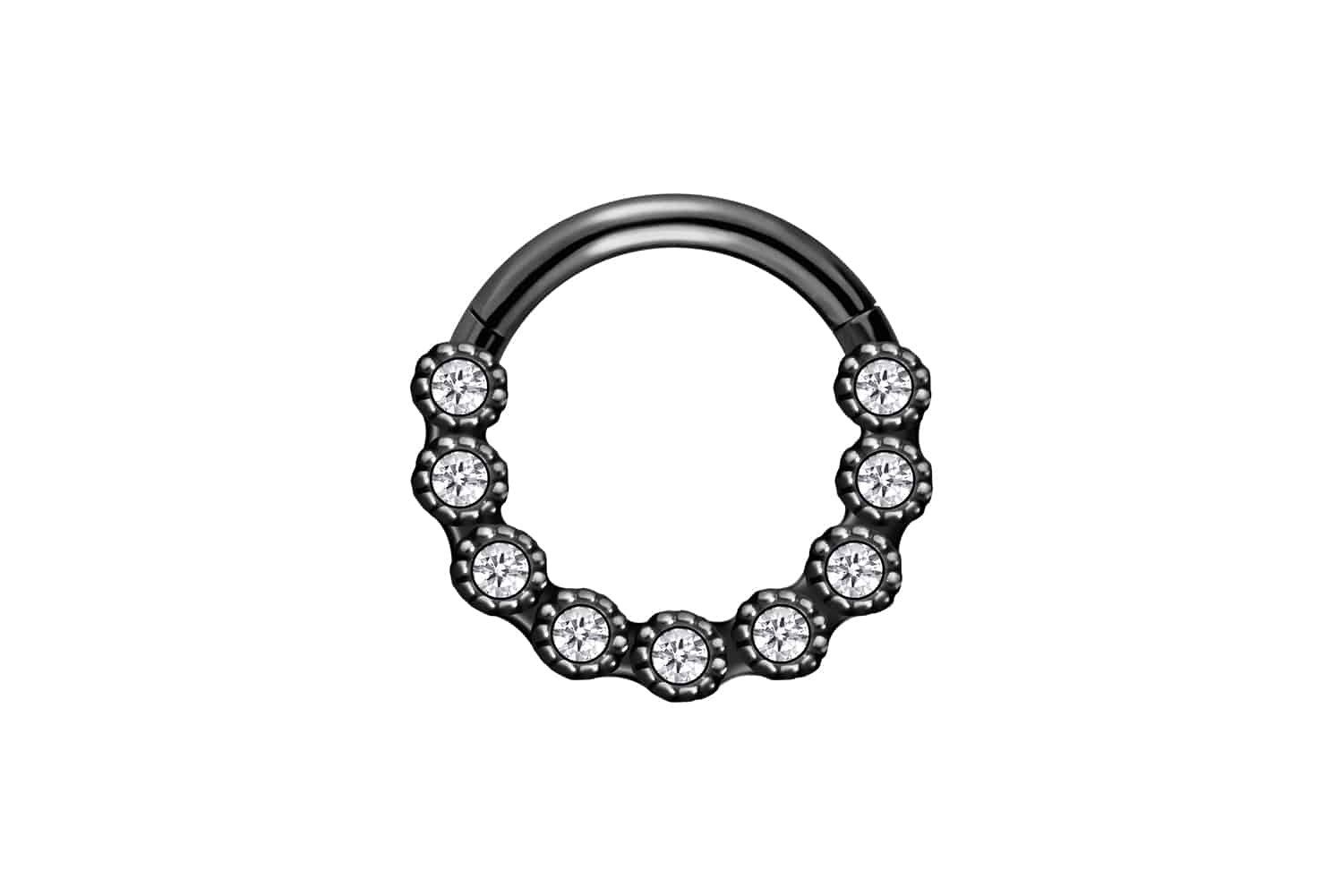 Nasenpiercing Chirurgenstahl Segmentring Clicker 9 KRISTALLE Ohrpiercing Septum Nase
