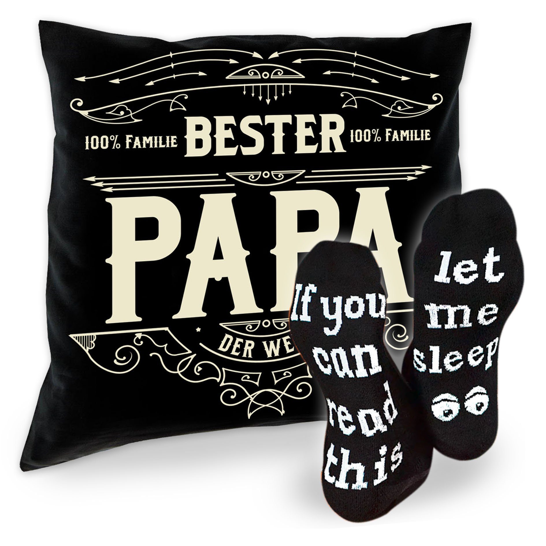 für Väter Kissen Soreso® Geschenke Sprüche schwarz Geschenkidee Bester Papa Dekokissen Socken Sleep, &