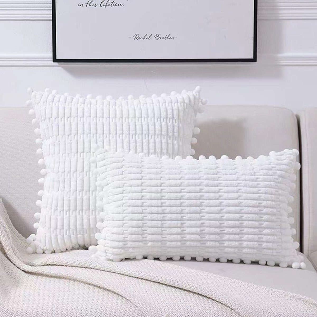 2 weiße Kissenbezüge Boho dekorative Heimdekoration, Kissenbezug CTGtree Packungen