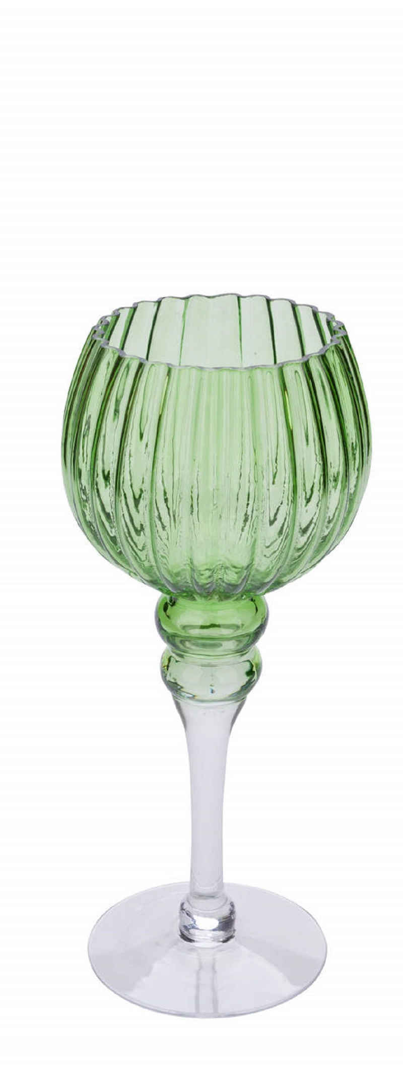 Gehlmann Deko-Glas Neu Glaskelch, geriffelt, handgefertigt, "Germany", verschiedene Farben und Größen, handgefertigt
